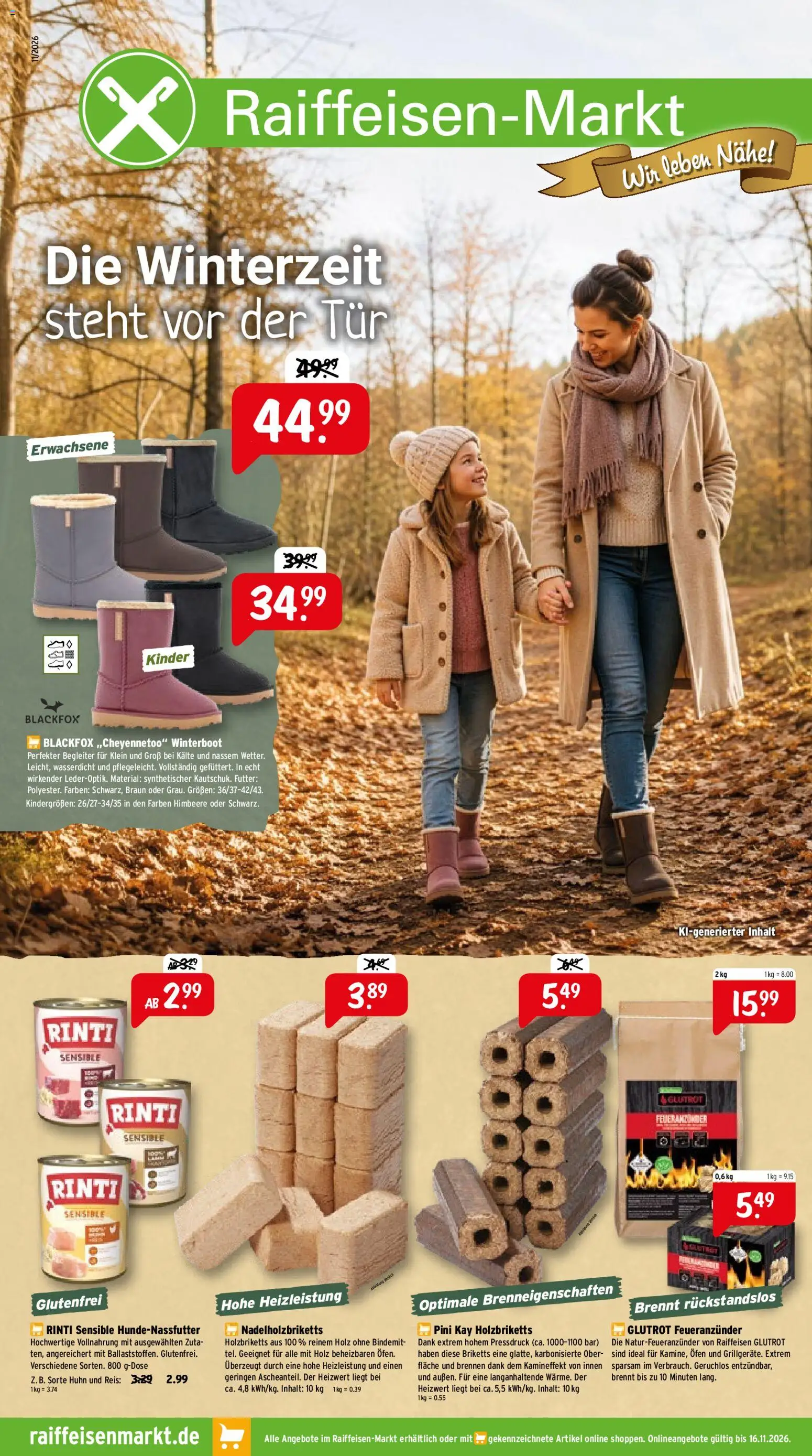 Raiffeisen Markt Prospekt – gültig ab 01.11.2026 | Seite: 1 | Produkte: Ofen, Tür, Himbeere, Reis