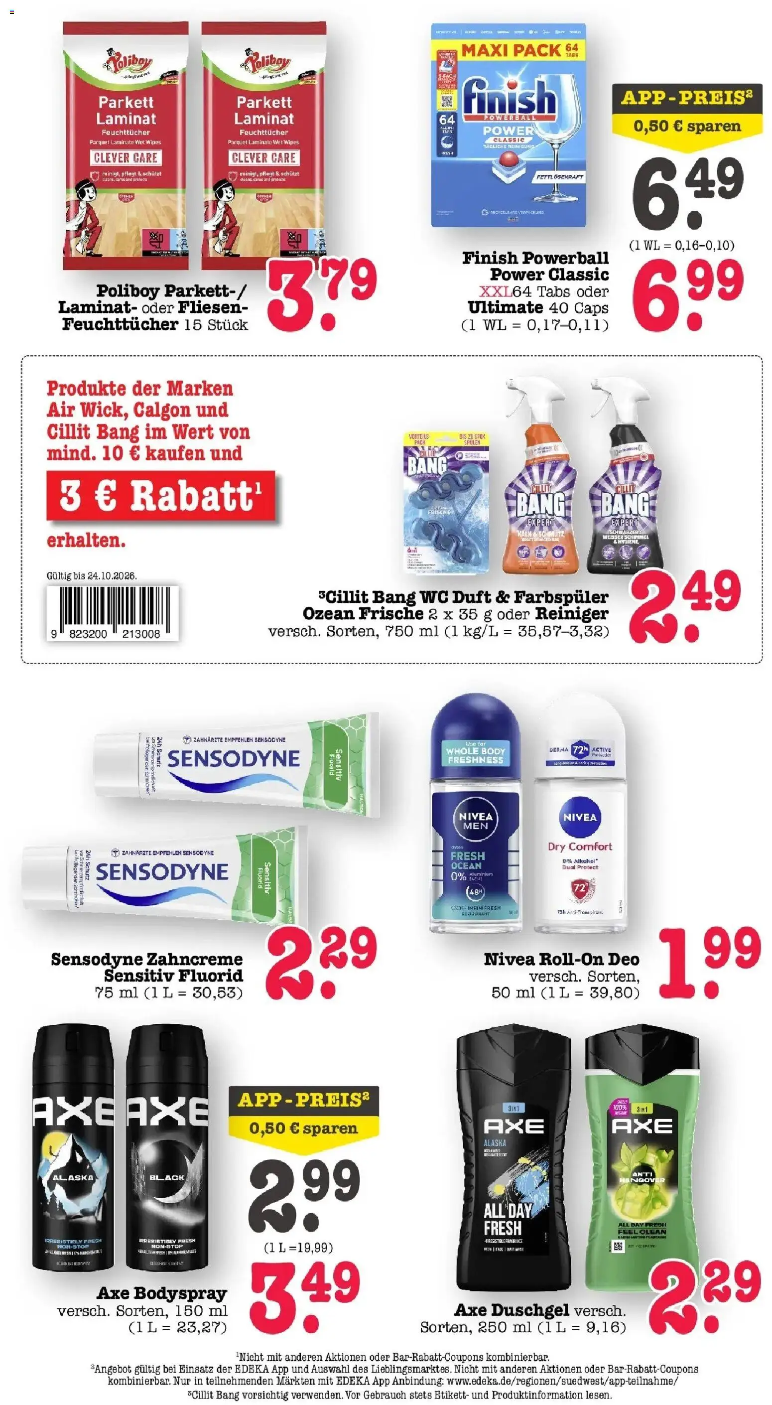 Edeka Prospekt Heidelberg (ab 19.10.2026) » Angebote Online | Seite: 64 | Produkte: Duft, Finish, Duschgel, Alkohol