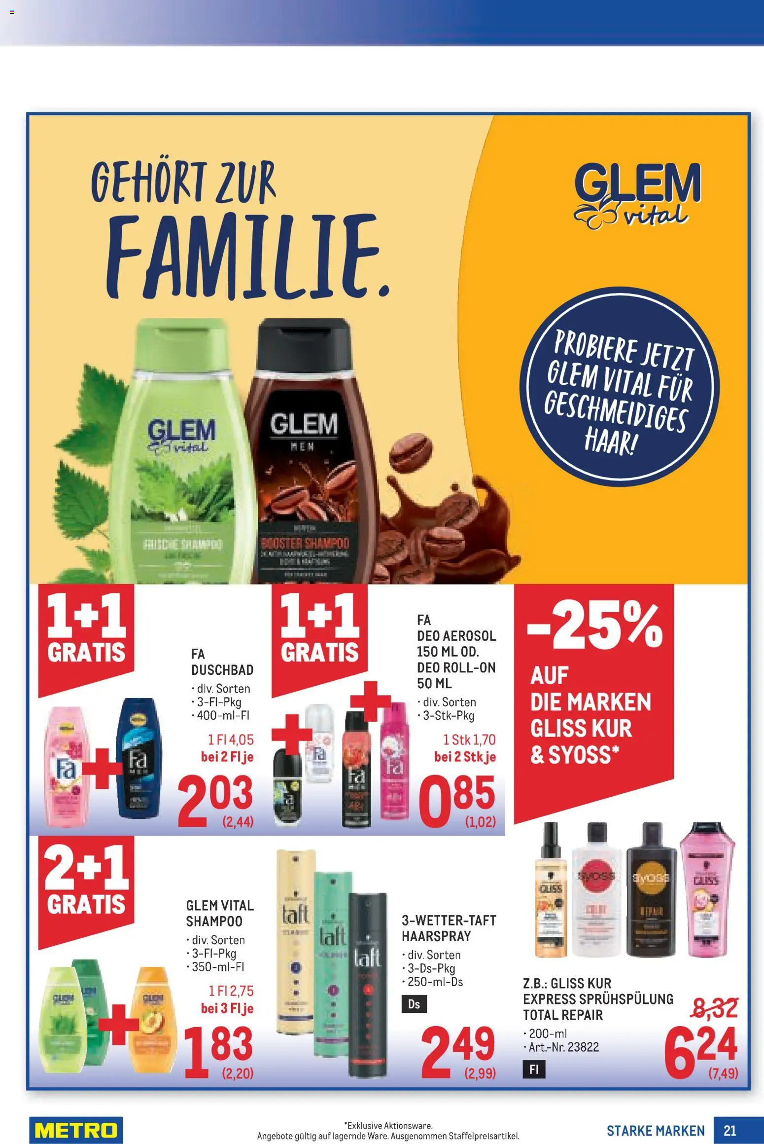 Metro angebote Starke Marken gültig ab 23.07.2026 | Seite: 21 | Produkte: Shampoo, Haarspray