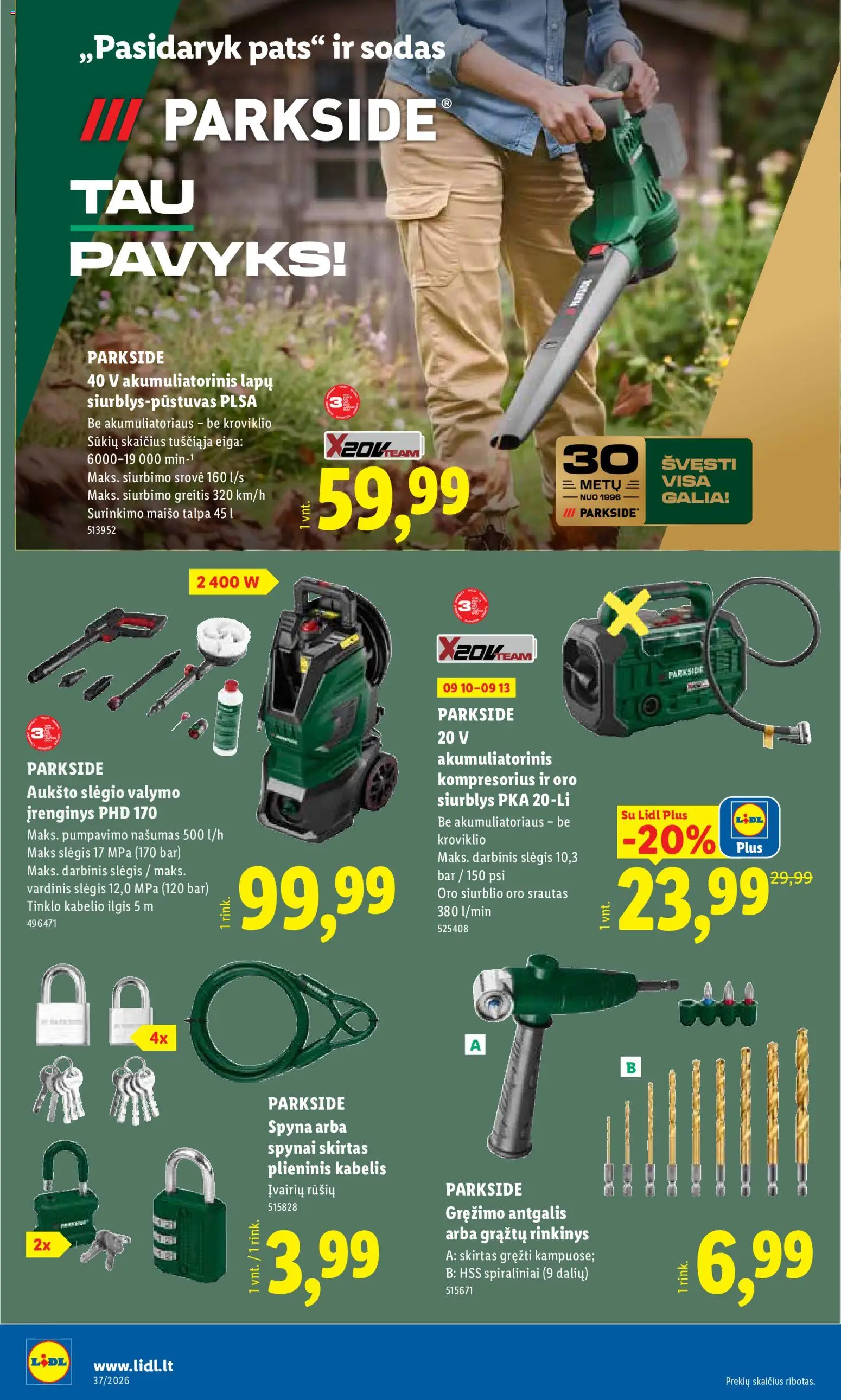 LIDL akcijos nuo 2026.09.07 | Puslapis: 16 | Prekių: Spyna, Kabelis