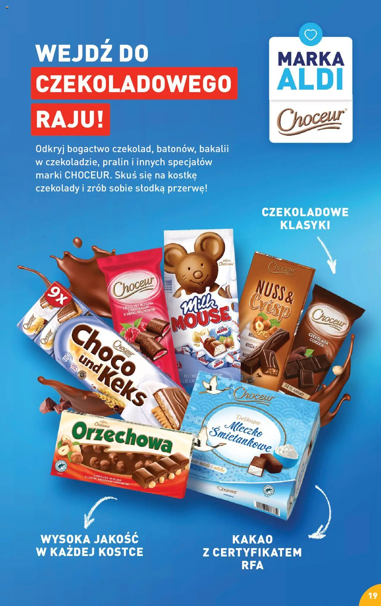 Aldi Gazetka - Przepisy na pyszne śniadanie od 05.08.2024 | Strona: 19 | Produkty: Czekolady, Kakao, Mleka, Czekolada