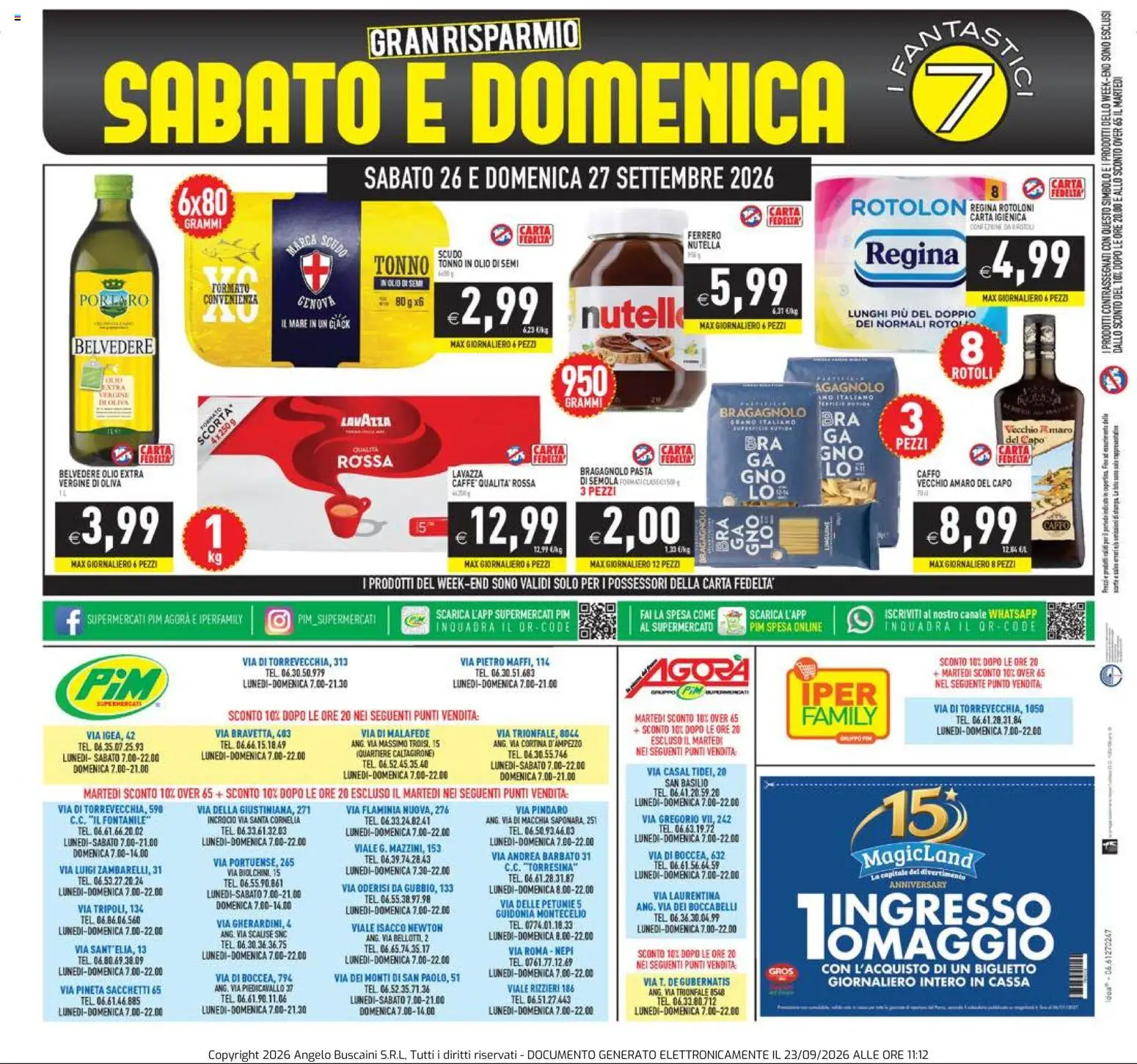 Volantino PIM Supermercati del 23/09/2026 | Pagina: 24 | Prodotti: Olio di semi, Carta igienica, Pasta, Nutella