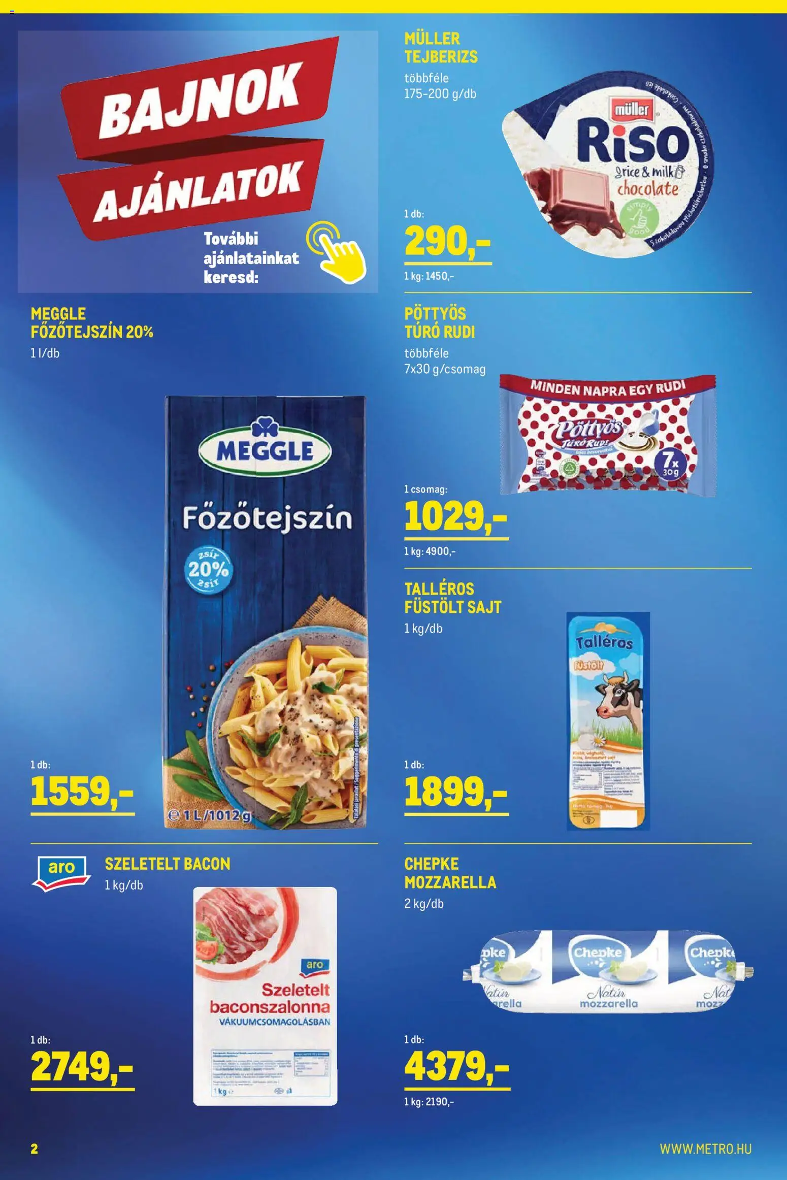 Metro akciós ujság - amely érvényes a következő dátumtól: 2026.11.02. | Oldal: 2 | Termékek: Mozzarella, Müller, Főzőtejszín, Füstölt sajt