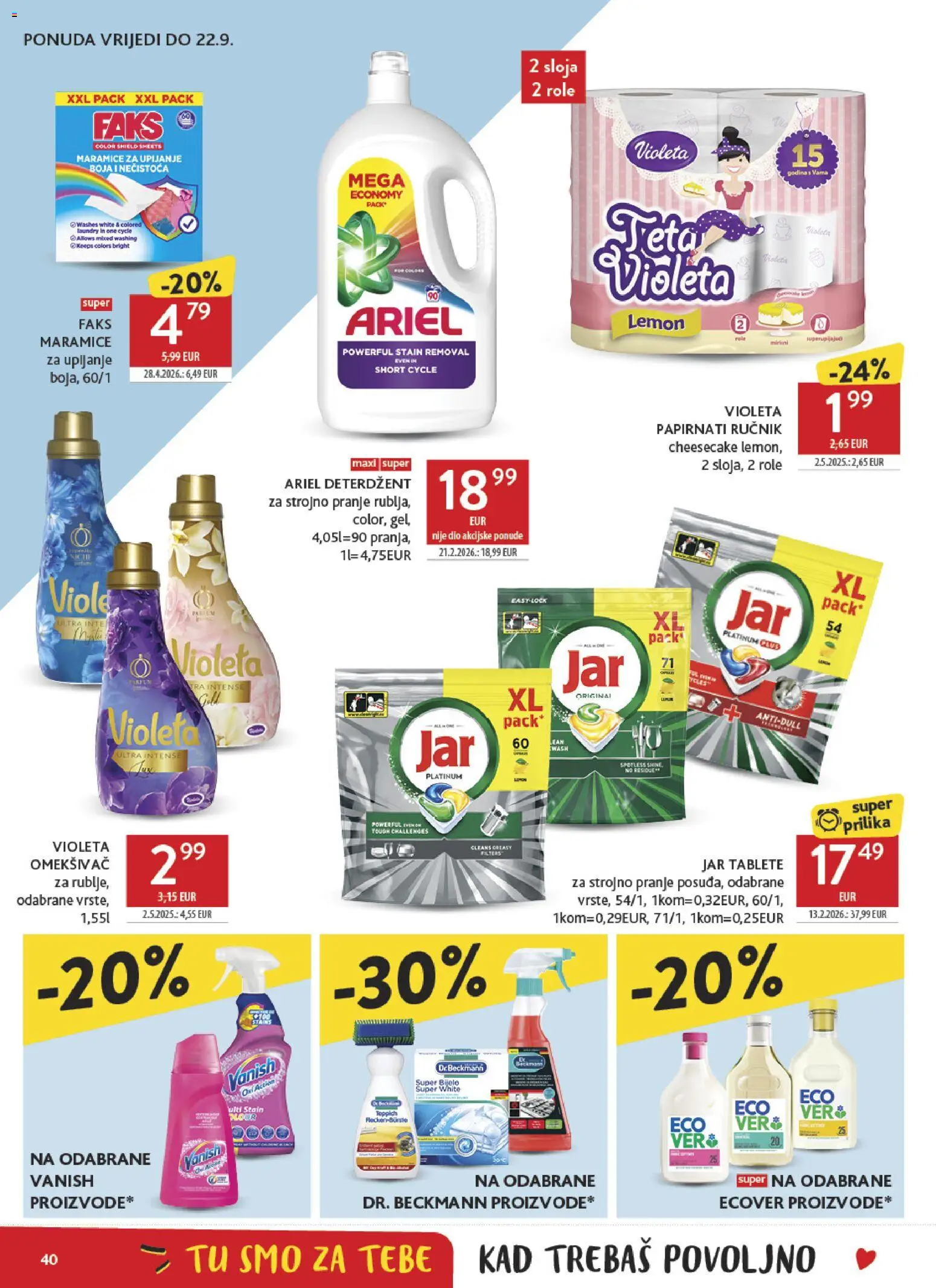 Konzum HR akciós ujság - amely érvényes a következő dátumtól: 2026.09.09. | Oldal: 40 | Termékek: Jar, Feta, Vanish, Dió