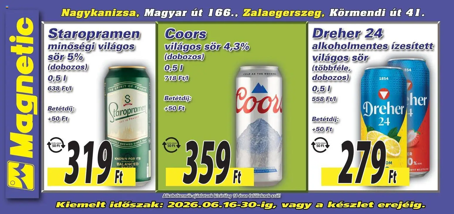 Magnetic akciós ujság - amely érvényes a következő dátumtól: 16.06.2026 | Oldal: 6 | Termékek: Sör