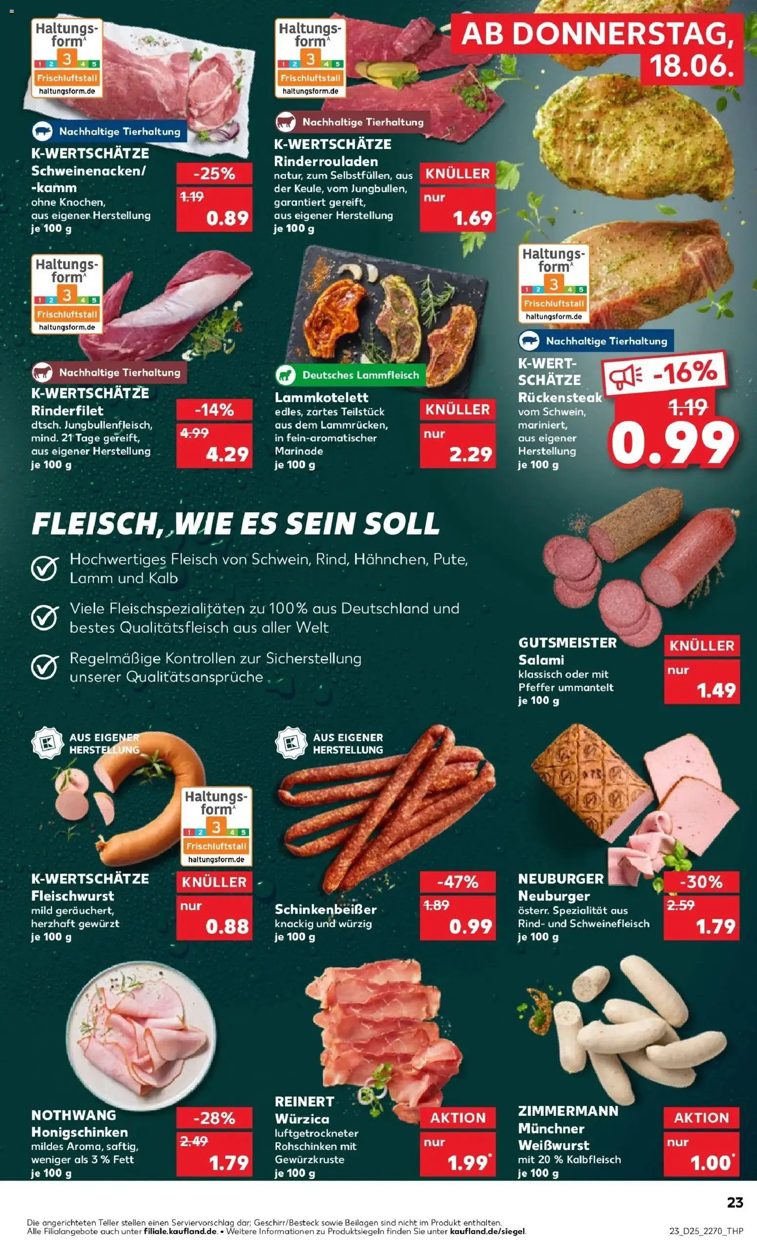 Kaufland Prospekt Igersheim – gültig ab 15.06.2026 | Seite: 32 | Produkte: Rinderrouladen, Rinderfilet, Salami, Fleisch