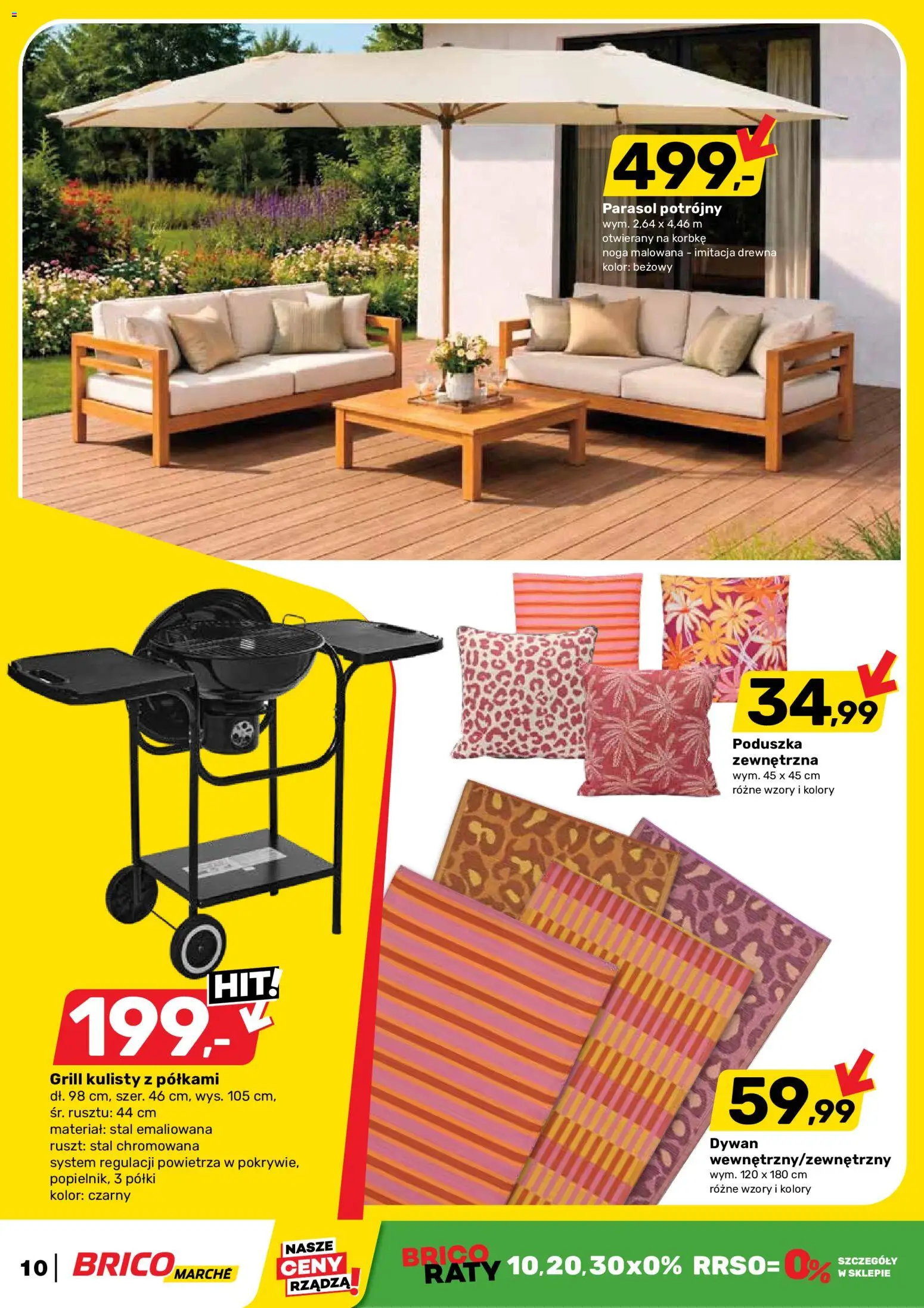 Brico Marché gazetka od 06.05.2026 | Strona: 10 | Produkty: Grill, Poduszka, Ruszt, Dywan