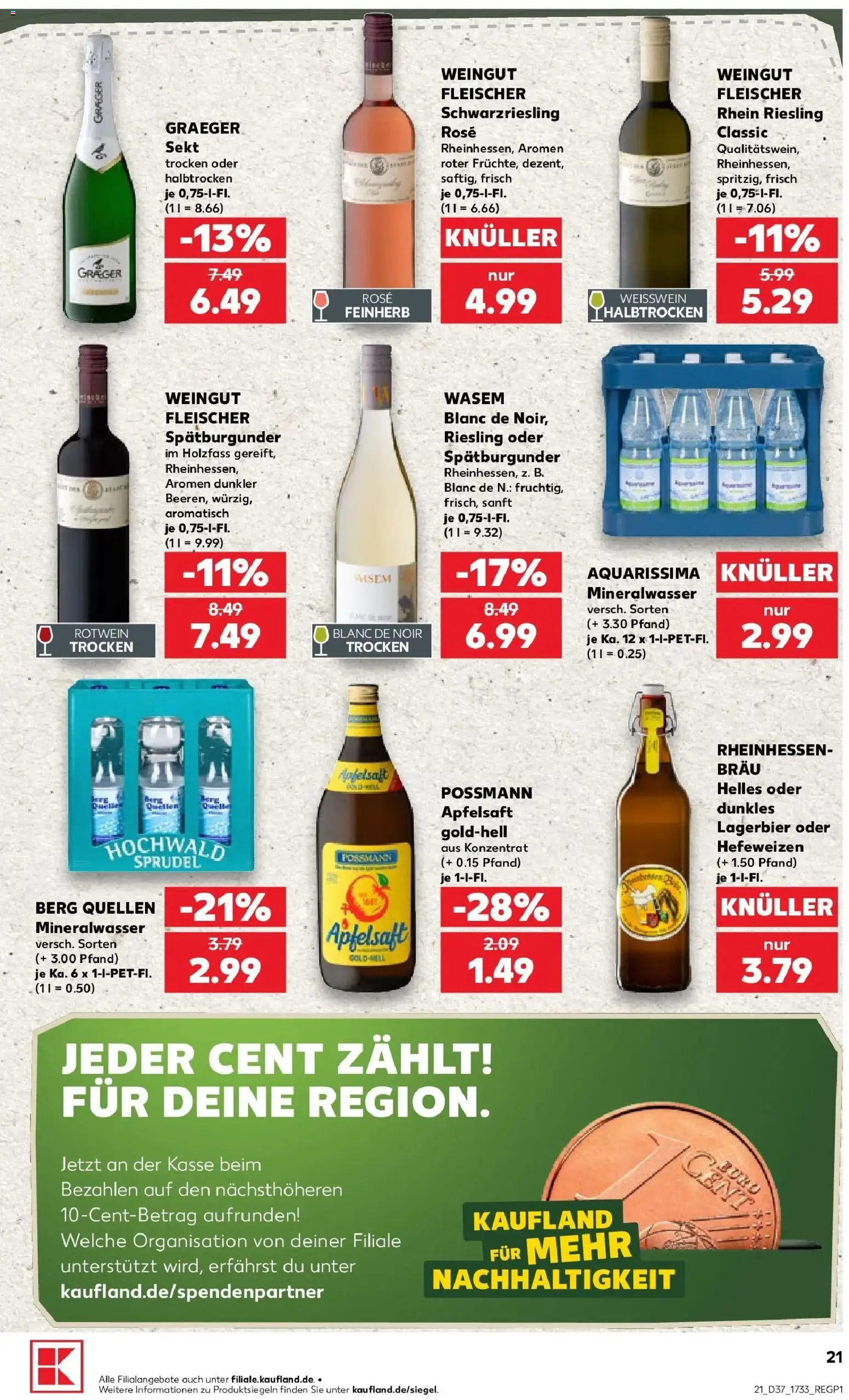 Kaufland Prospekt Mainz – gültig ab 07.09.2026 | Seite: 30 | Produkte: Weißwein, Rotwein, Apfelsaft, Mineralwasser