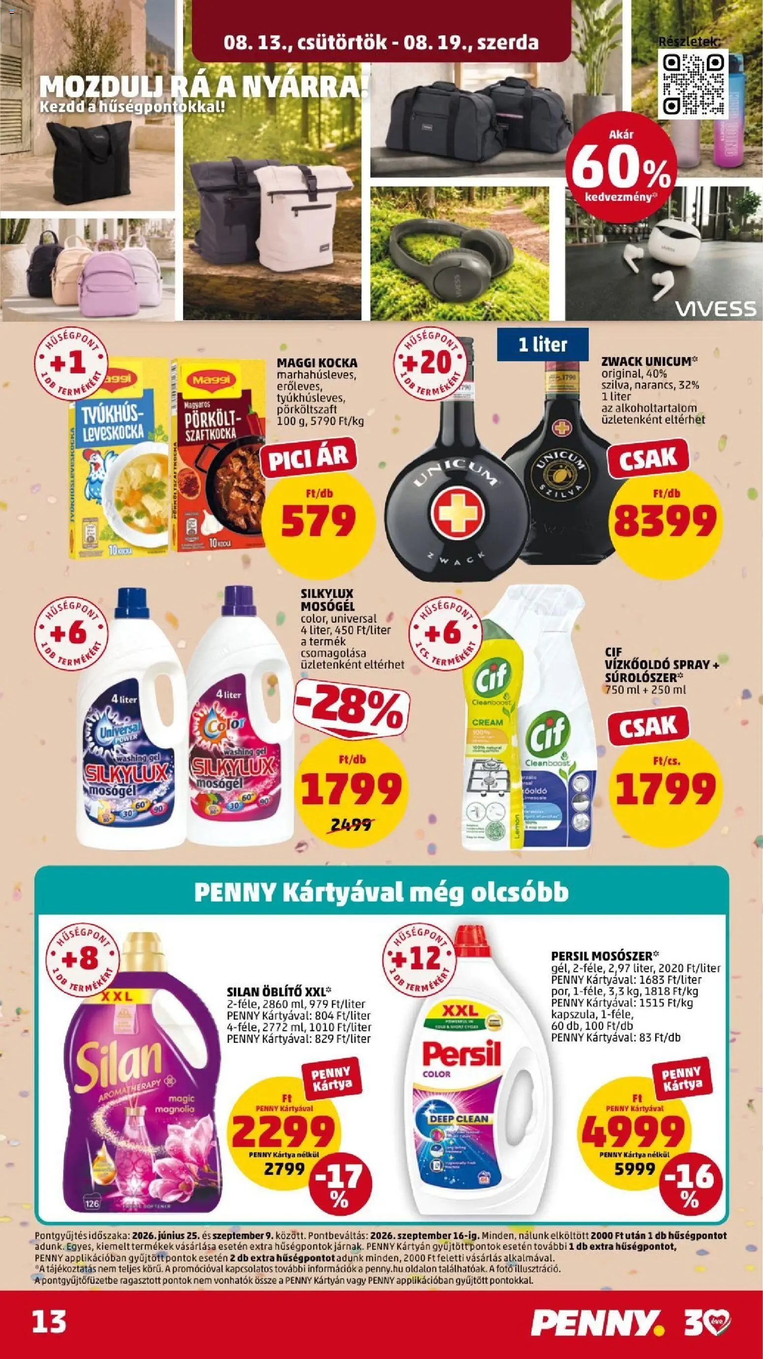 PENNY akciós ujság - amely érvényes a következő dátumtól: 2026.08.13. | Oldal: 16 | Termékek: Cif, Unicum, Öblítő, Gél
