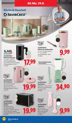 SILVERCREST, Stabmixer, Mit Turbotaste, Mixfuss mit 2-Klingen-, Messser aus Edelstahl, Leistung: 350 W, Pro Stück ab 20.08.2026 gültig | Seite: 36 | Produkte: Kaffee, Glas, Stabmixer, Mixer