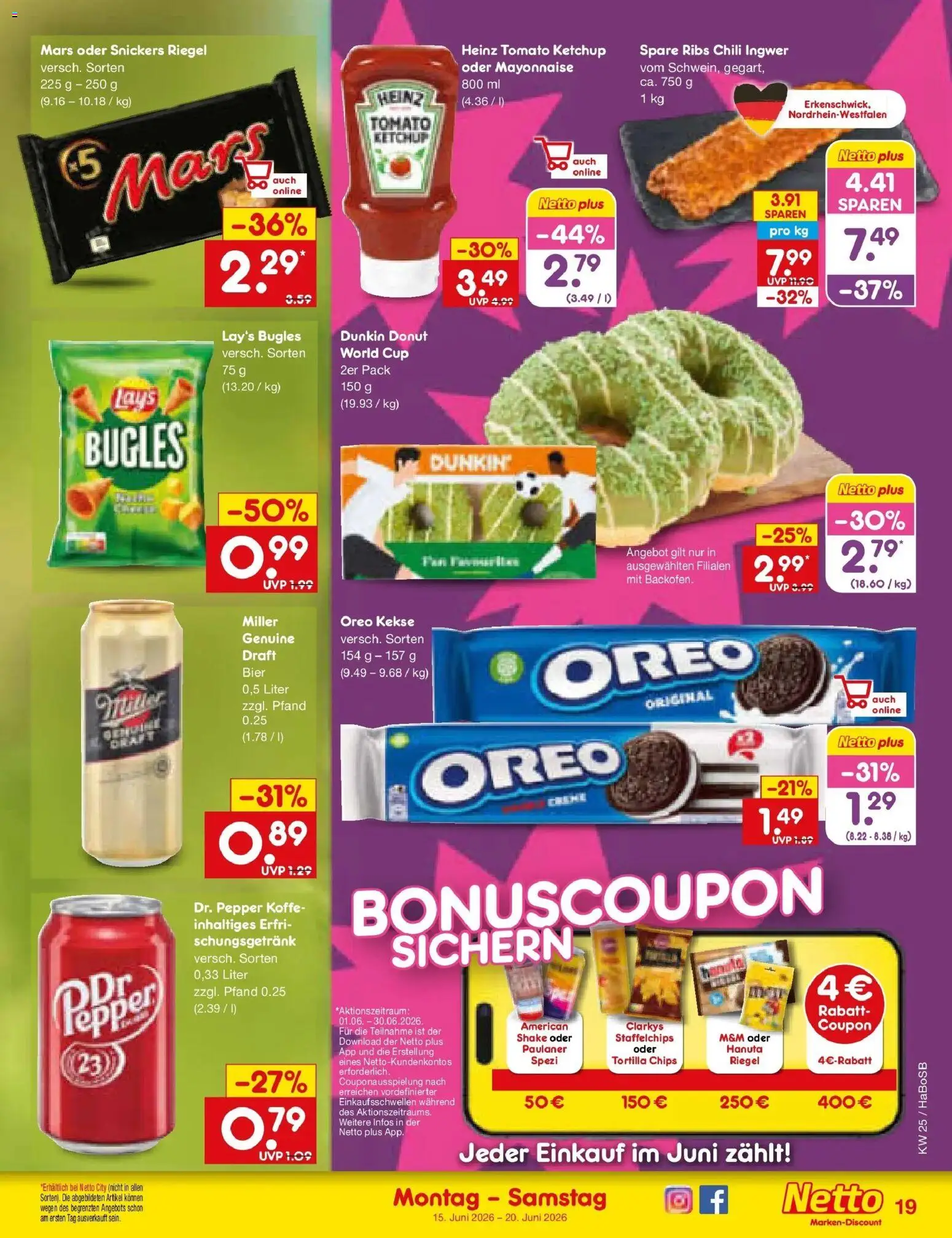 Netto Marken-Discount Prospekt Wuppertal – gültig ab 14.06.2026 | Seite: 23 | Produkte: Spare ribs, Snickers, Kekse, Paulaner