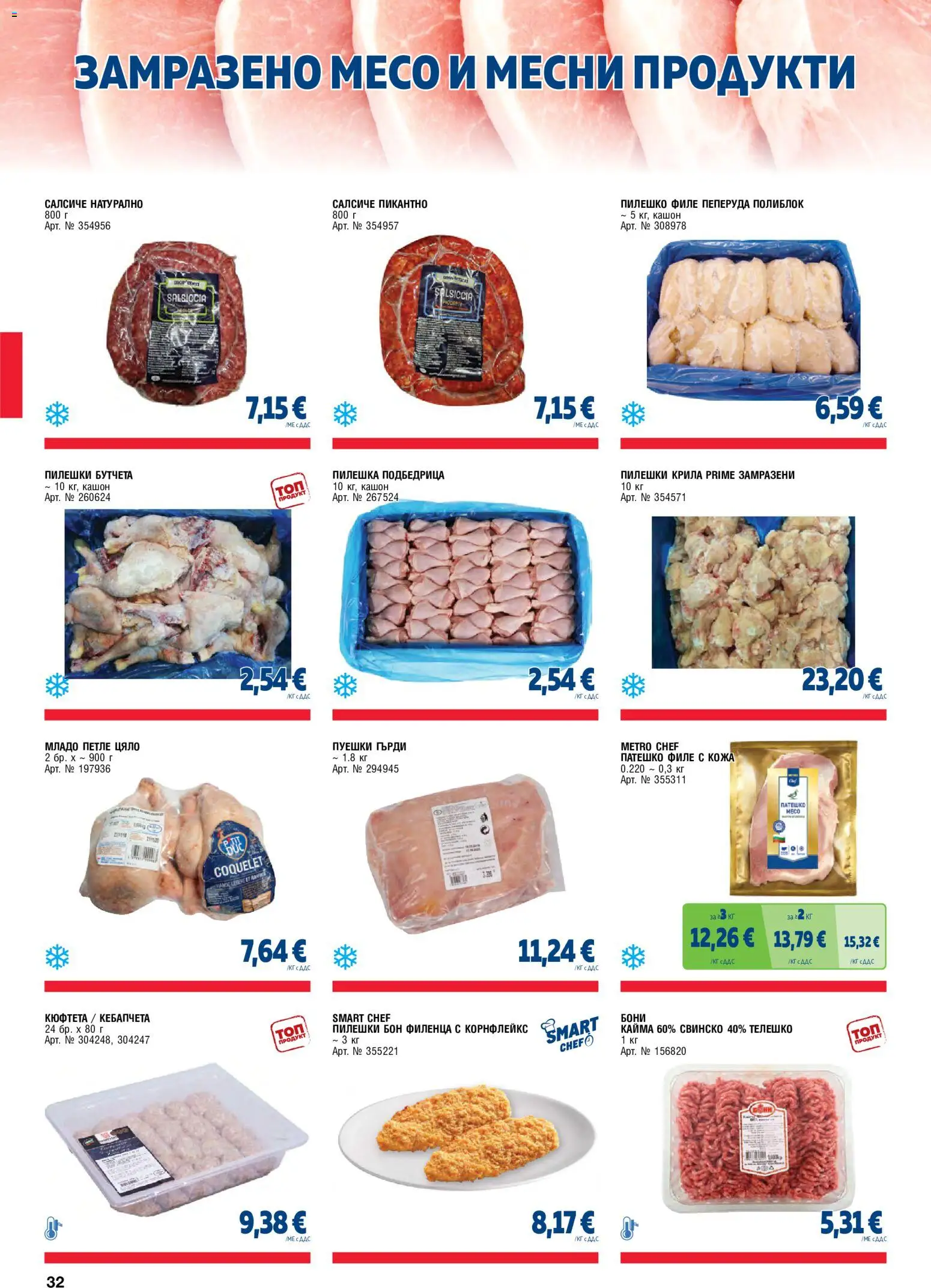 {H1} | Страница: 32 | Продукти: Кюфтета, Телешко, Корнфлейкс, Пилешко