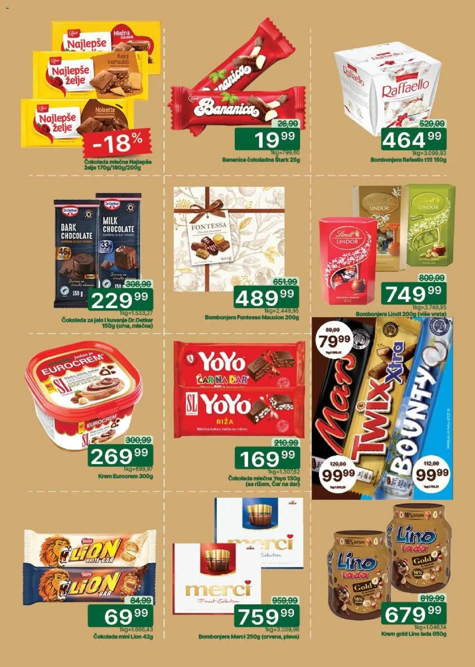 Univerexport katalog - važi od 27.04.2026 | Strana: 18 | Proizvode: Raffaello, Twix, Merci, Čokolada
