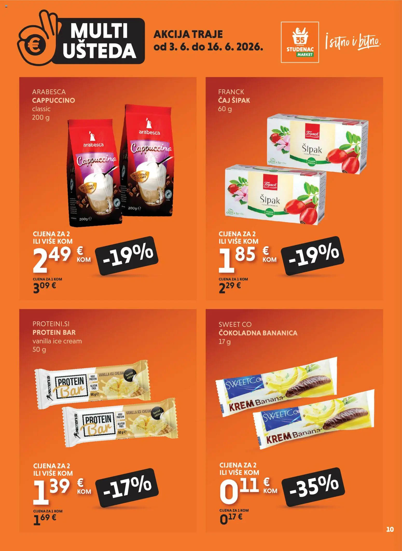 Studenac katalog | vrijedi od 03.06.2026 | Stranica: 10 | Proizvodi: Arabesca, Čaj, Cappuccino