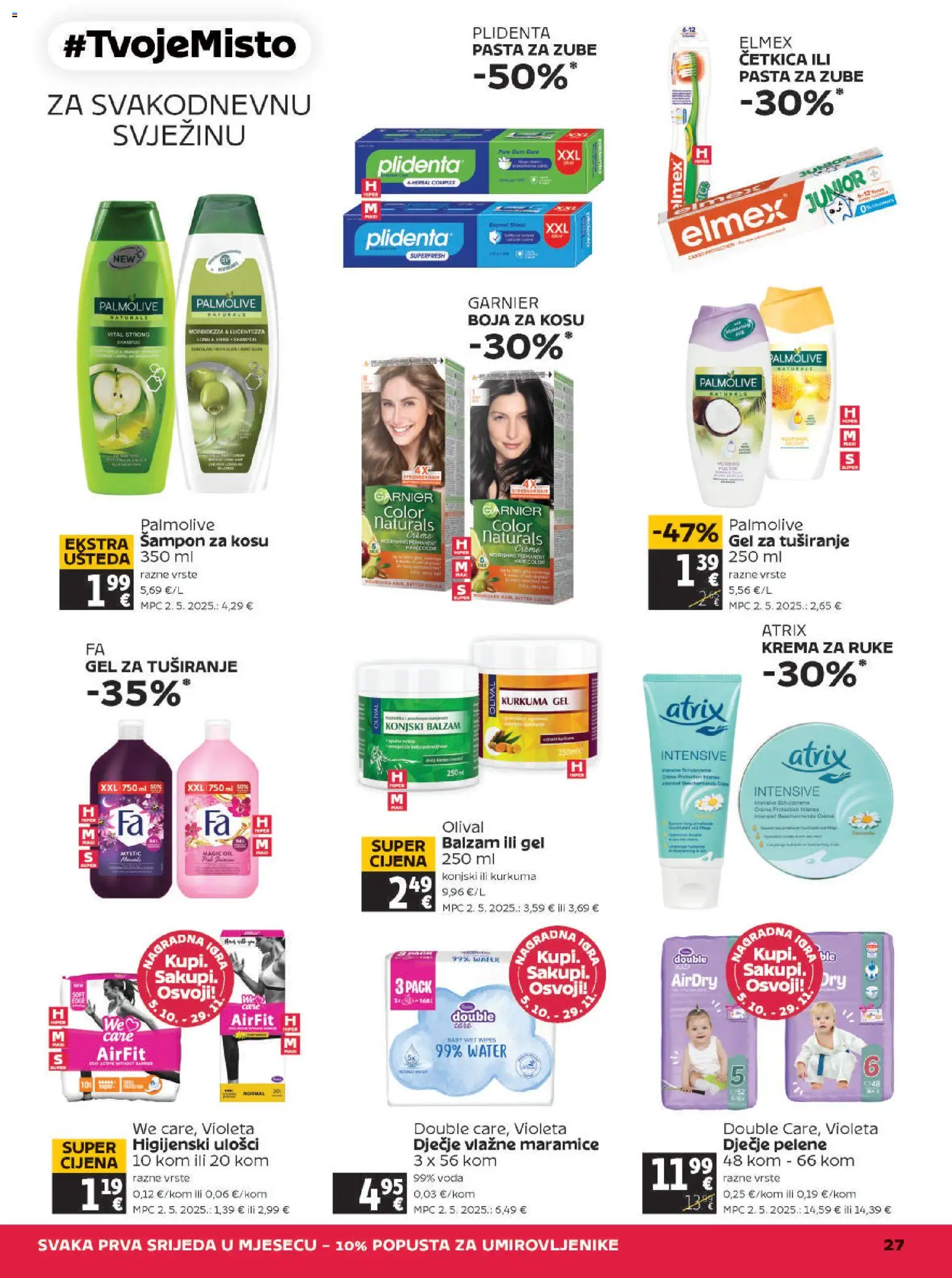 Tommy katalog | vrijedi od 29.10.2026 | Stranica: 27 | Proizvodi: Higijenski ulošci, Šampon, Gel za tuširanje, Maramice