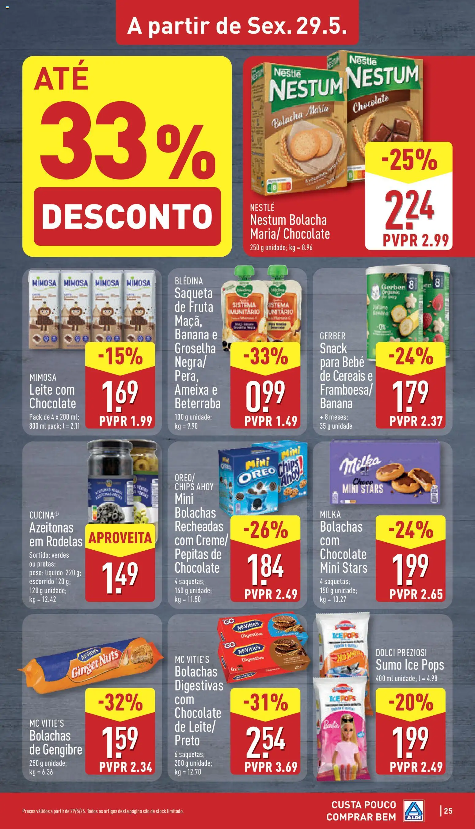Aldi folheto │ válido de 25.05.2026 | Página: 25 | Produtos: Bolachas milka, Beterraba, Nestum chocolate, Leite