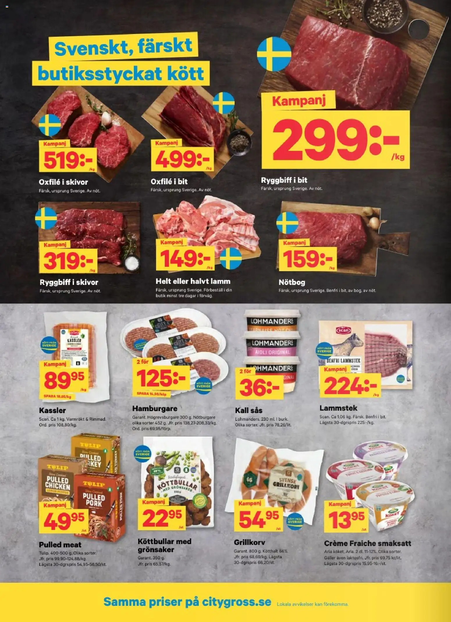 City Gross reklamblad aktuell från 19/10/2026 | Sida: 2 | Produkter: Grillkorv, Creme fraiche, Aioli, Oxfilé