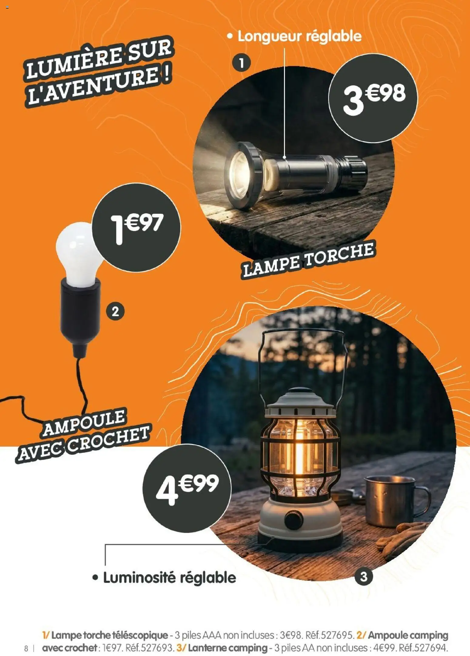 {H1} | Page: 8 | Produits: Lampe, Piles