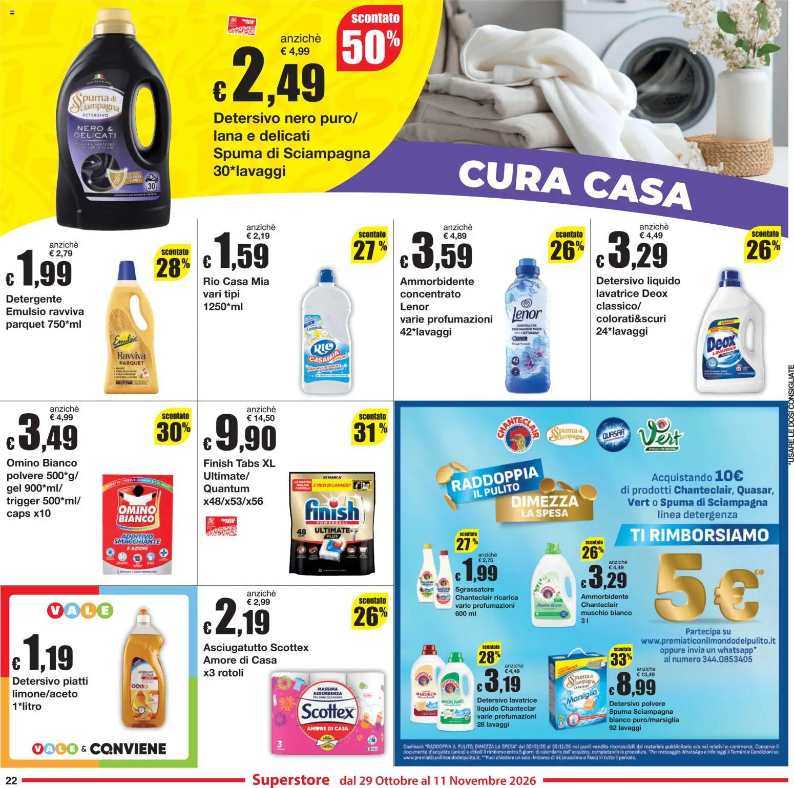 Volantino Sì con Te del 29/10/2026 | Pagina: 22 | Prodotti: Ammorbidente, Detergente, Piatti, Sgrassatore