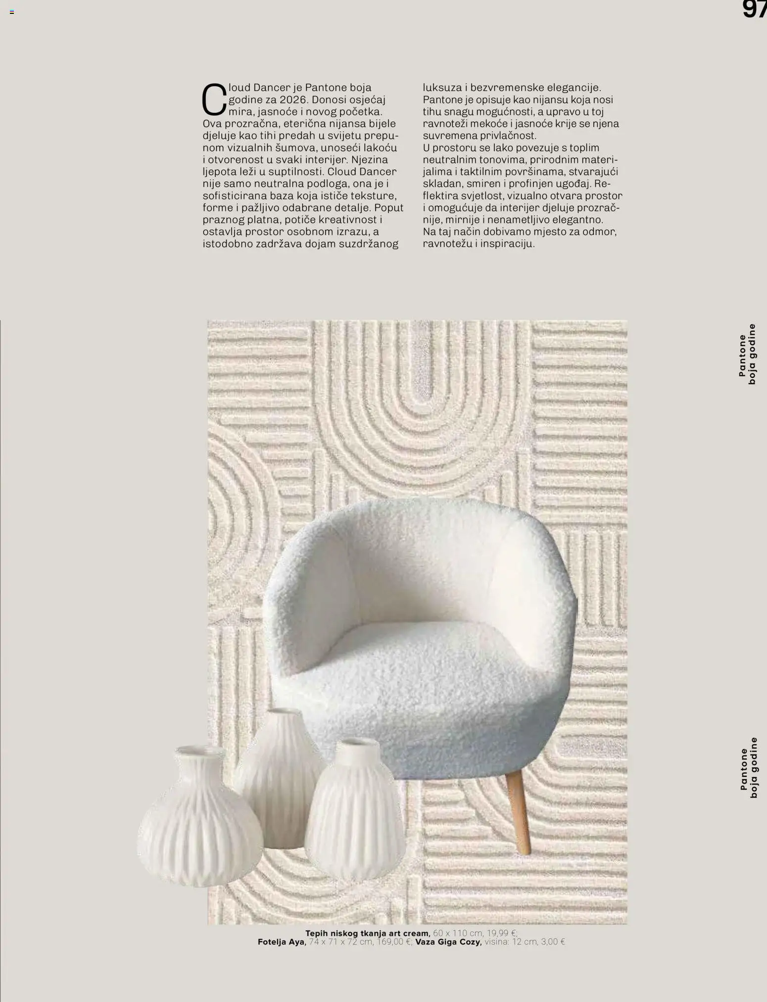 Lesnina katalog | vrijedi od 10.09.2026 | Stranica: 97 | Proizvodi: Fotelja, Tepih, Vaza