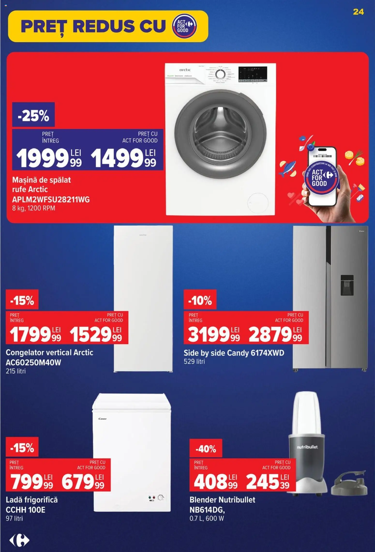 Noul catalog Carrefour – valabil de la 26.08.2026 | Pagină: 25 | Produse: Blender, Congelator, Mașină De Spălat, Ladă frigorifică