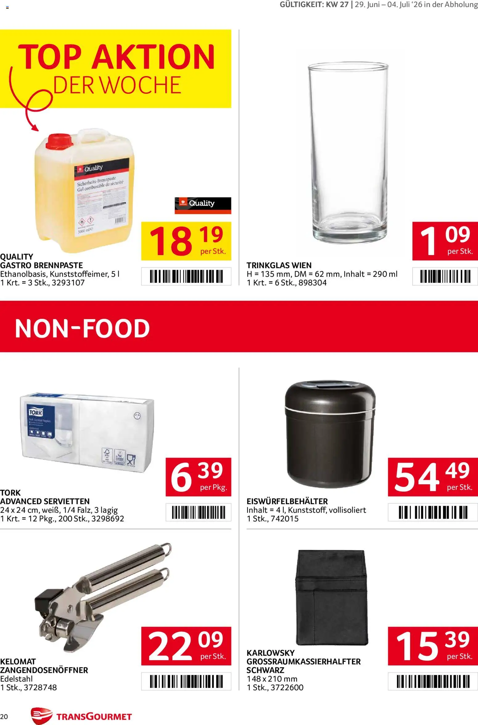 Transgourmet Flugblatt gültig ab 29.06.2026 | Seite: 20