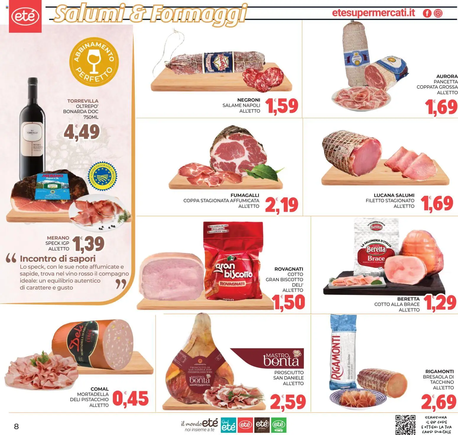 Volantino Eté del 03/07/2026 | Pagina: 8 | Prodotti: Speck, Tacchino, Prosciutto, Mortadella