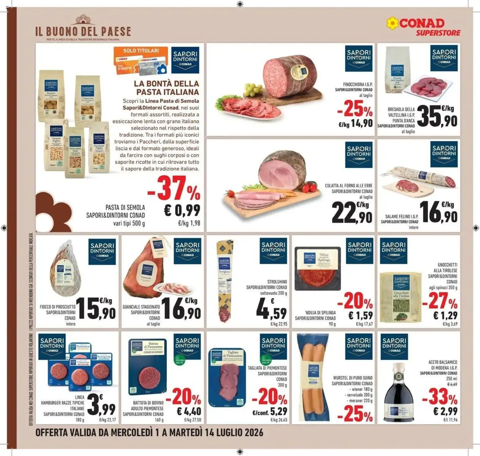 Volantino Conad del 30/06/2026 | Pagina: 20 | Prodotti: Bovino, Bresaola, Spinaci, Gnocchetti