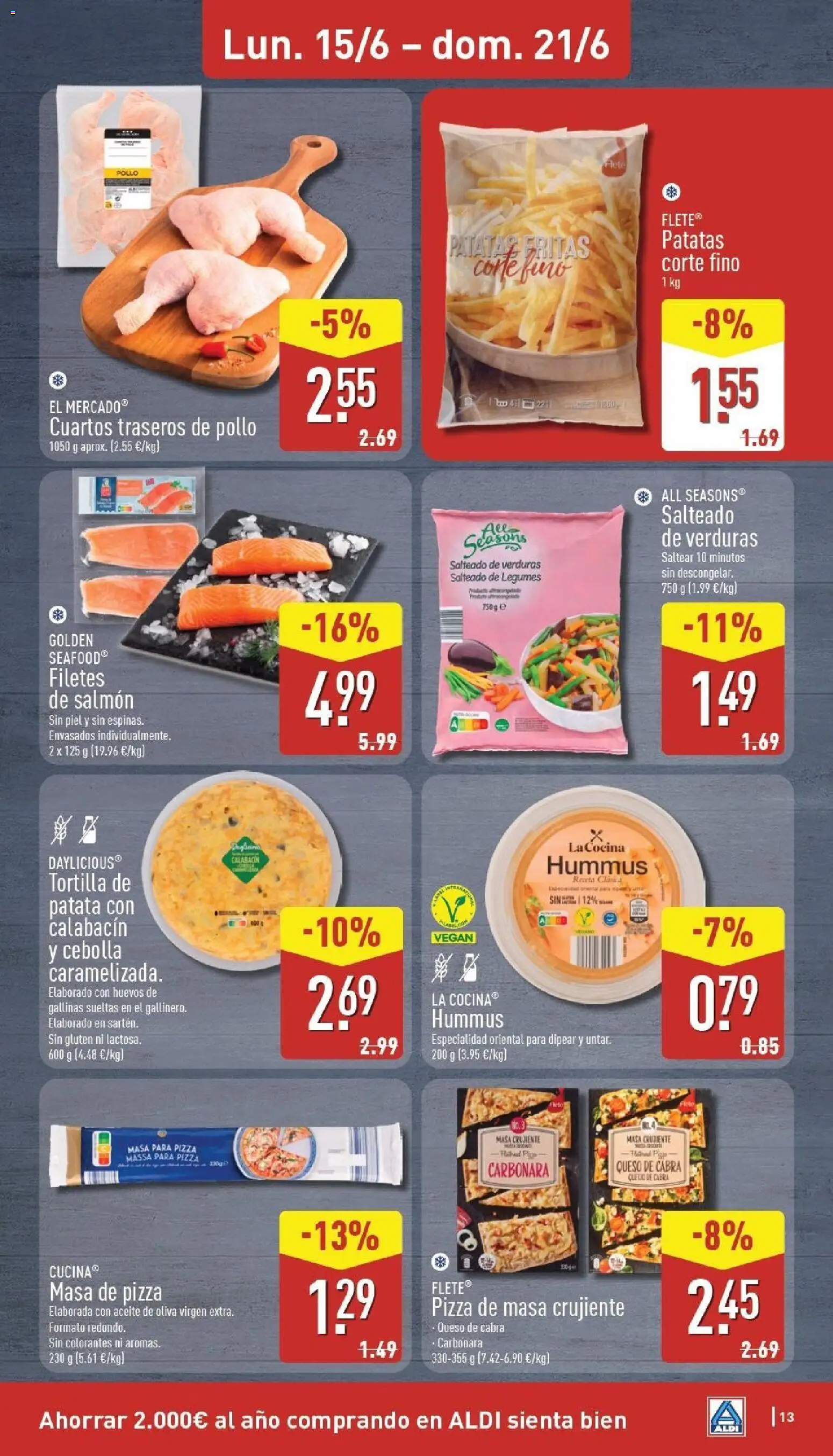 Aldi folleto Canarias │ válido desde el 15.06.2026 | Página: 13 | Productos: Calabacín, Queso, Aceite, Pizza