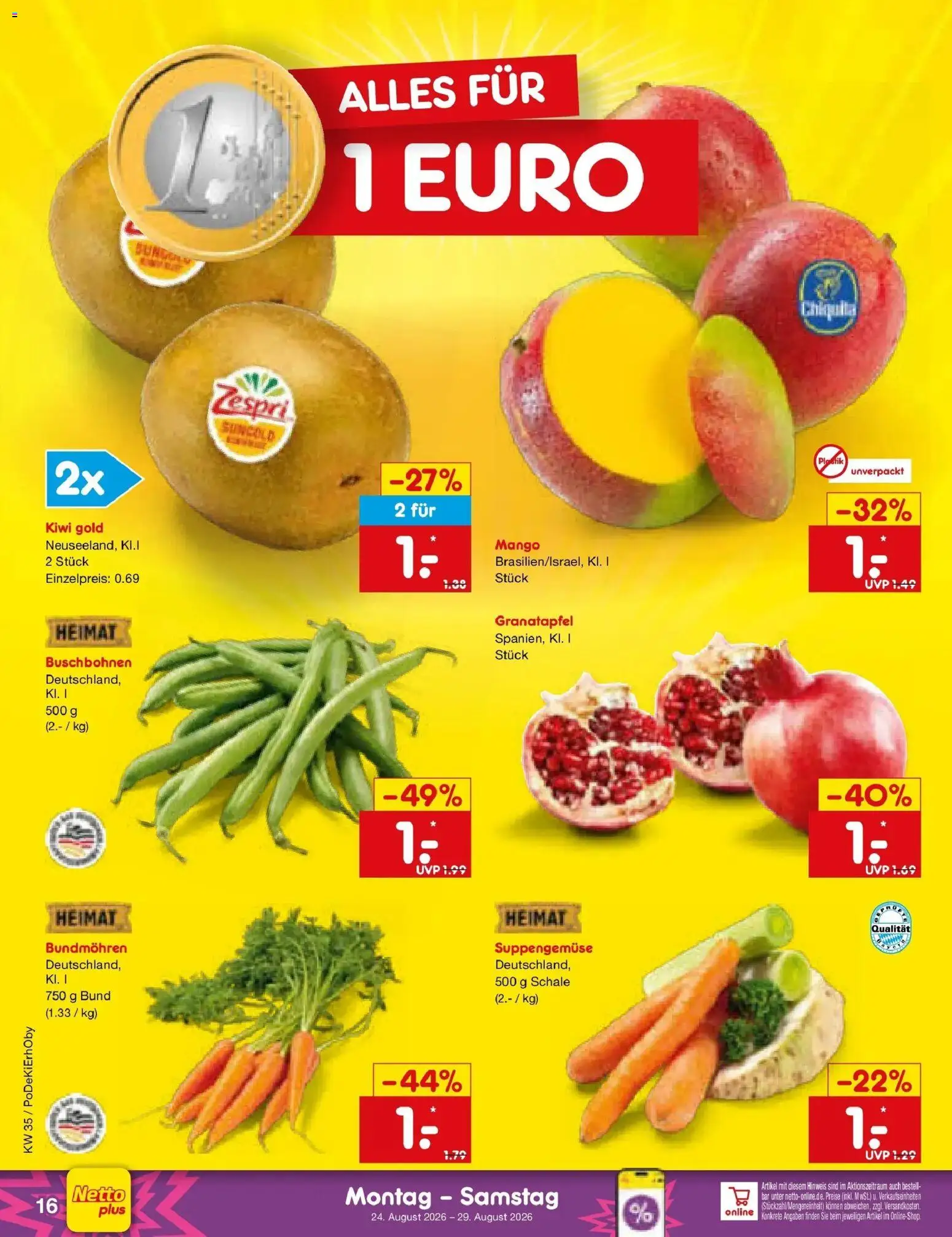 Netto Marken-Discount Prospekt Selb – gültig ab 24.08.2026 | Seite: 26 | Produkte: Granatapfel, Mango, Kiwi