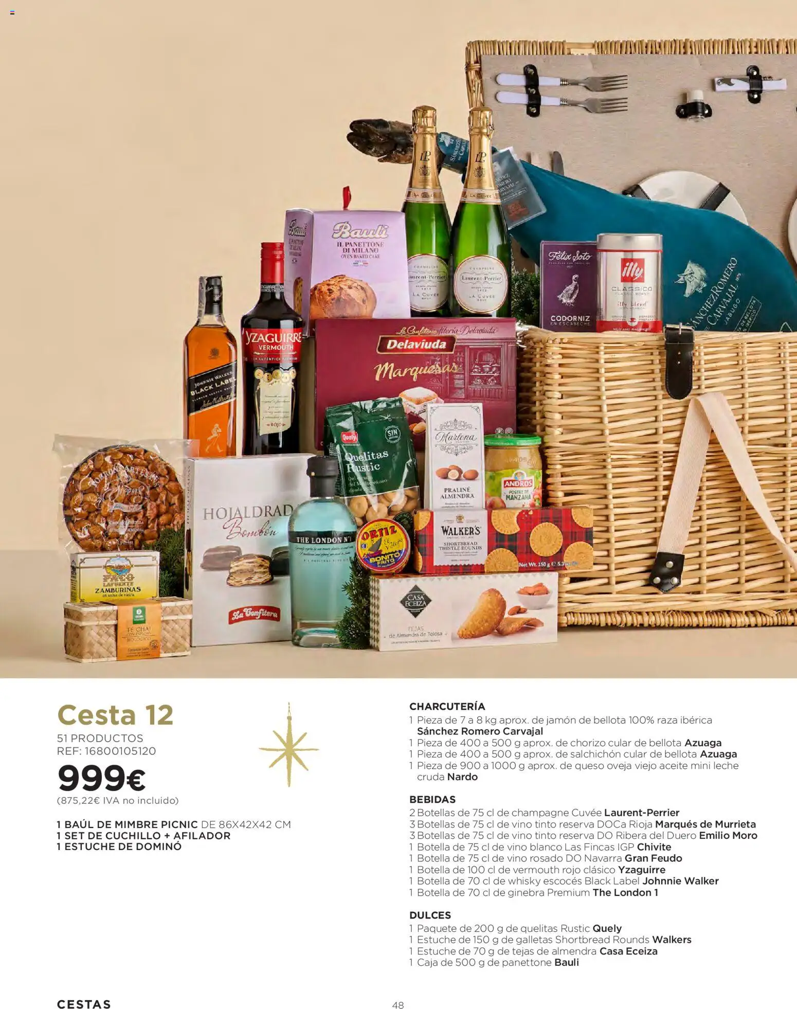 El Corte Inglés Cestas Navidad 2026 │ válido desde el 08/10/2026 | Página: 48 | Productos: Vino tinto, Vino rosado, Bebidas, Caja
