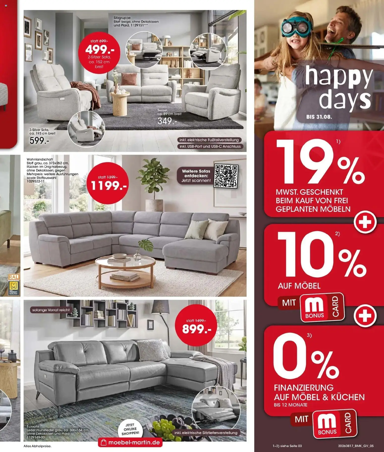 Möbel Martin Happy Days (ab 17.08.2026) zum Blättern | Seite: 5 | Produkte: Wohnlandschaft, Ecksofa, Kuchen