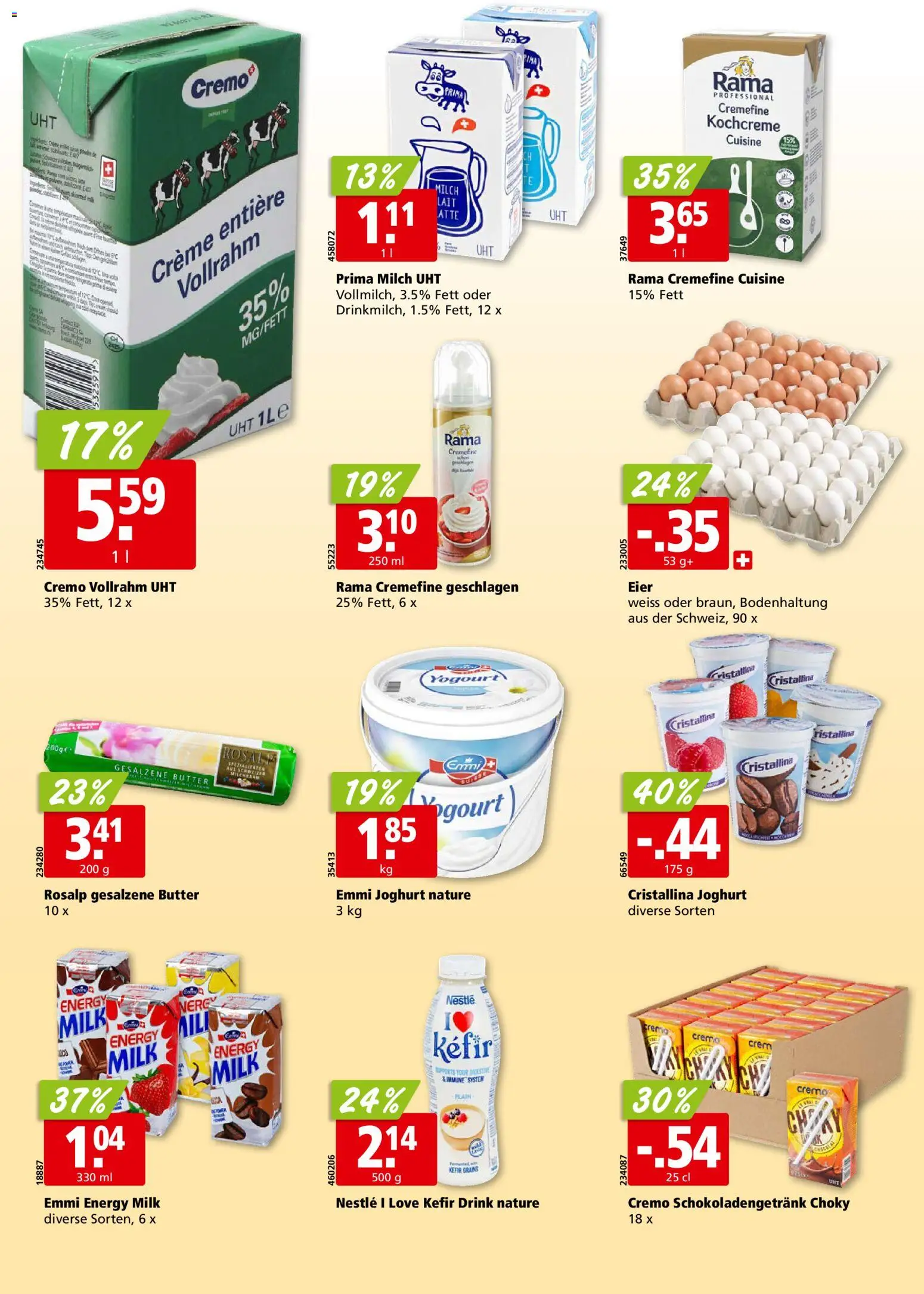 Aligro aktionen Chavannes, Matran, Genf, Sitten – gültig ab 27.07.2026 | Seite: 14 | Produkte: Kefir, Milch, Butter, Eier