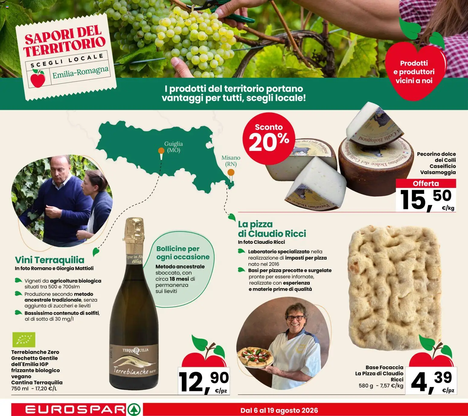Volantino Eurospar del 06/08/2026 | Pagina: 2 | Prodotti: Pizza, Focaccia, Pecorino, Terra