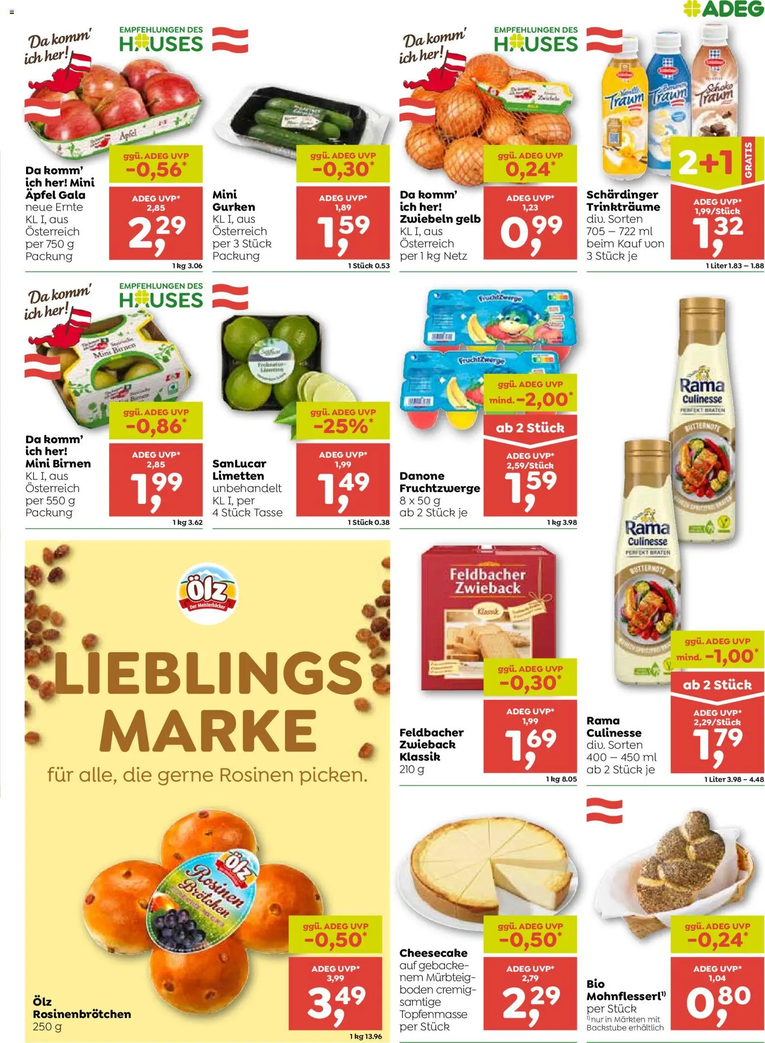 ADEG Flugblatt gültig ab 10.09.2026 | Seite: 3 | Produkte: Gurken, Rosinen, Zwiebeln, Äpfel