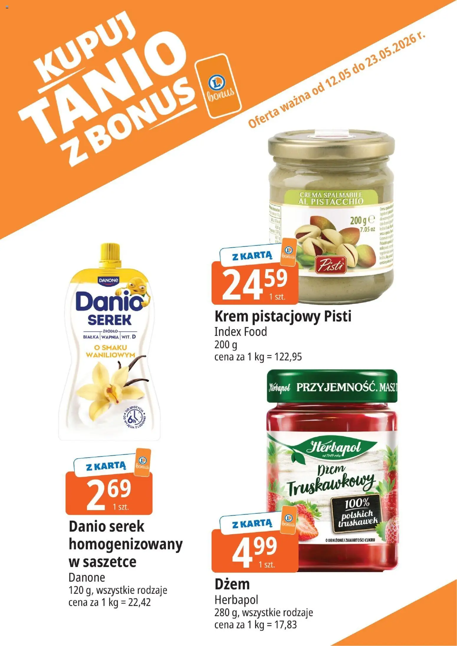 E.Leclerc gazetka - Zamość kupony dodatkowe od 12.05.2026 | Strona: 9 | Produkty: Karta, Serek, Dżem, Krem