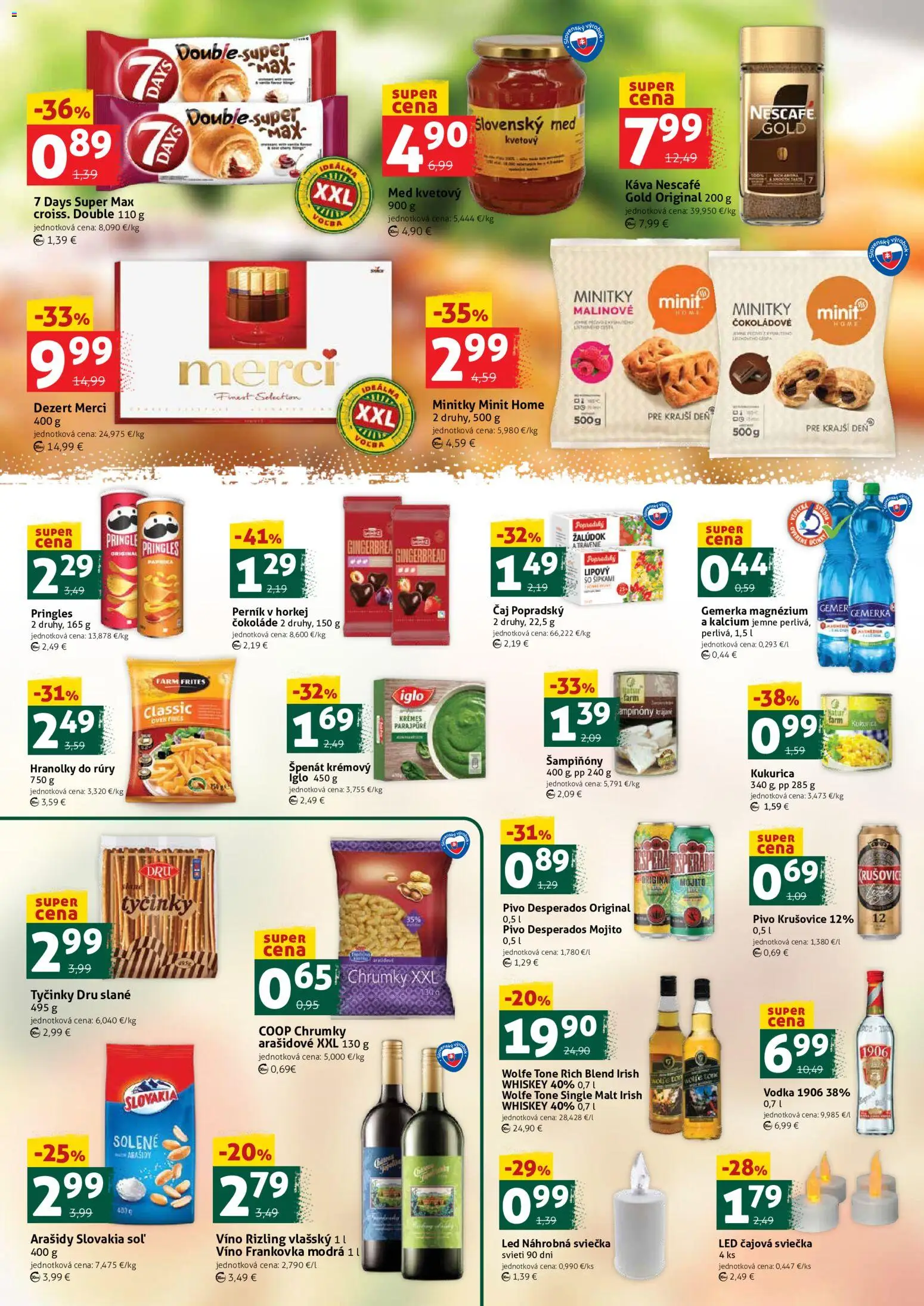 Nové COOP Jednota akcie – leták je platný od 16.10.2026 | Strana: 3 | Produkty: Merci, Šampiňóny, Kukurica, Gemerka