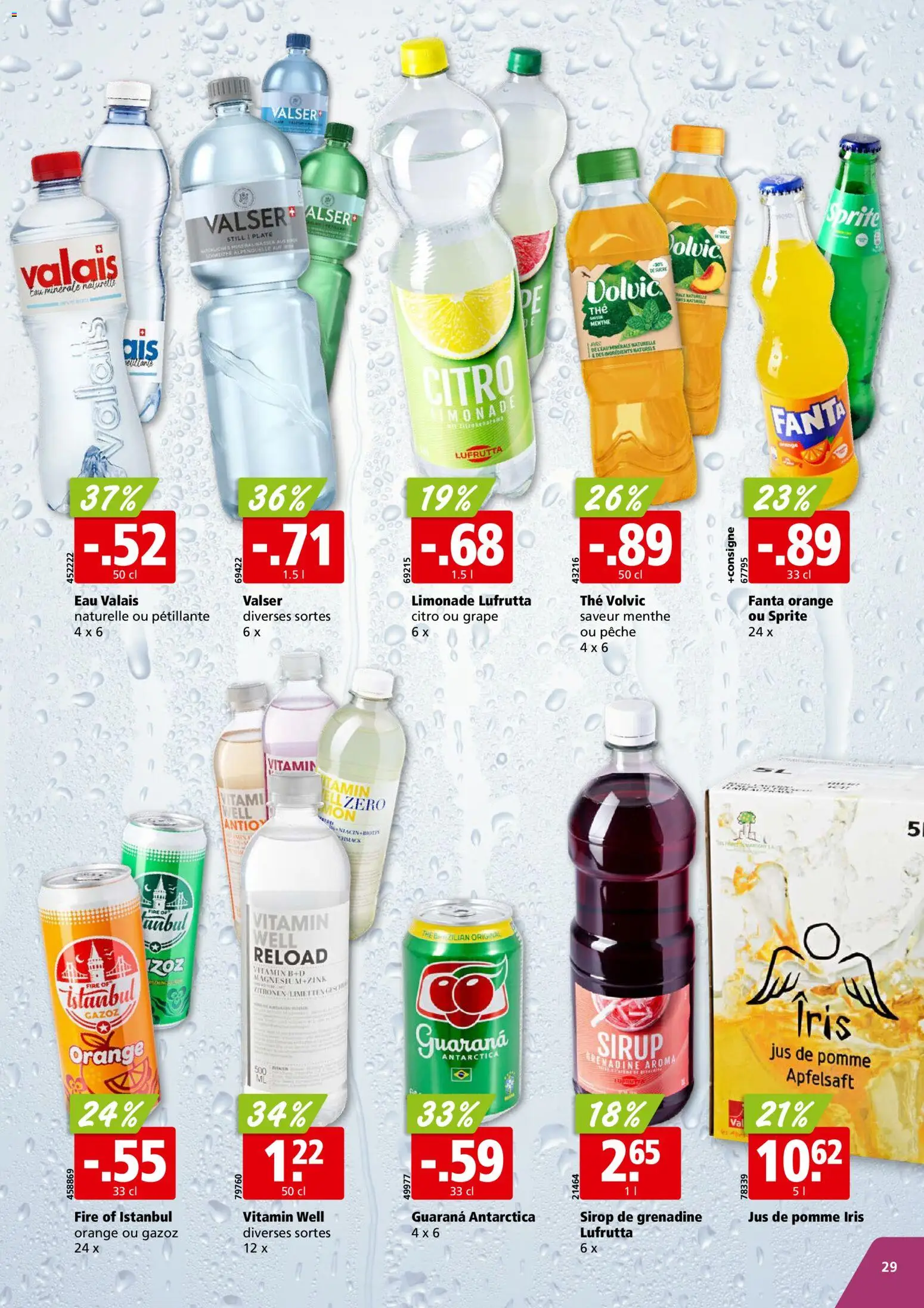 Aligro aktionen Chavannes, Matran, Genève, Sion – gültig ab 29.06.2026 | Seite: 29 | Produkte: Fanta, Sirup, Apfelsaft, Mineralwasser
