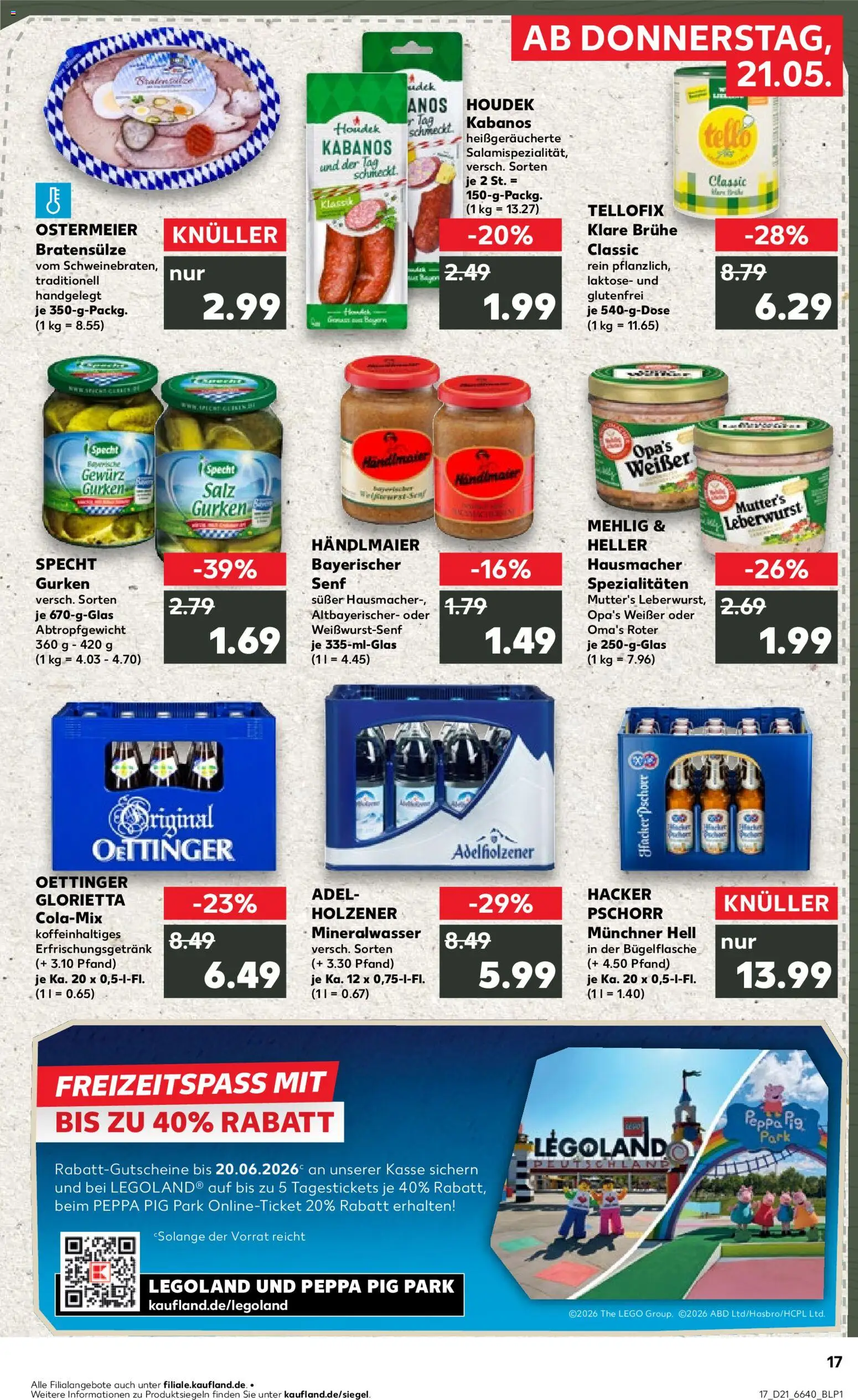 Kaufland Německo leták od 21.05.2026 | Strana: 17 | Produkty: LEGO, Kabanos