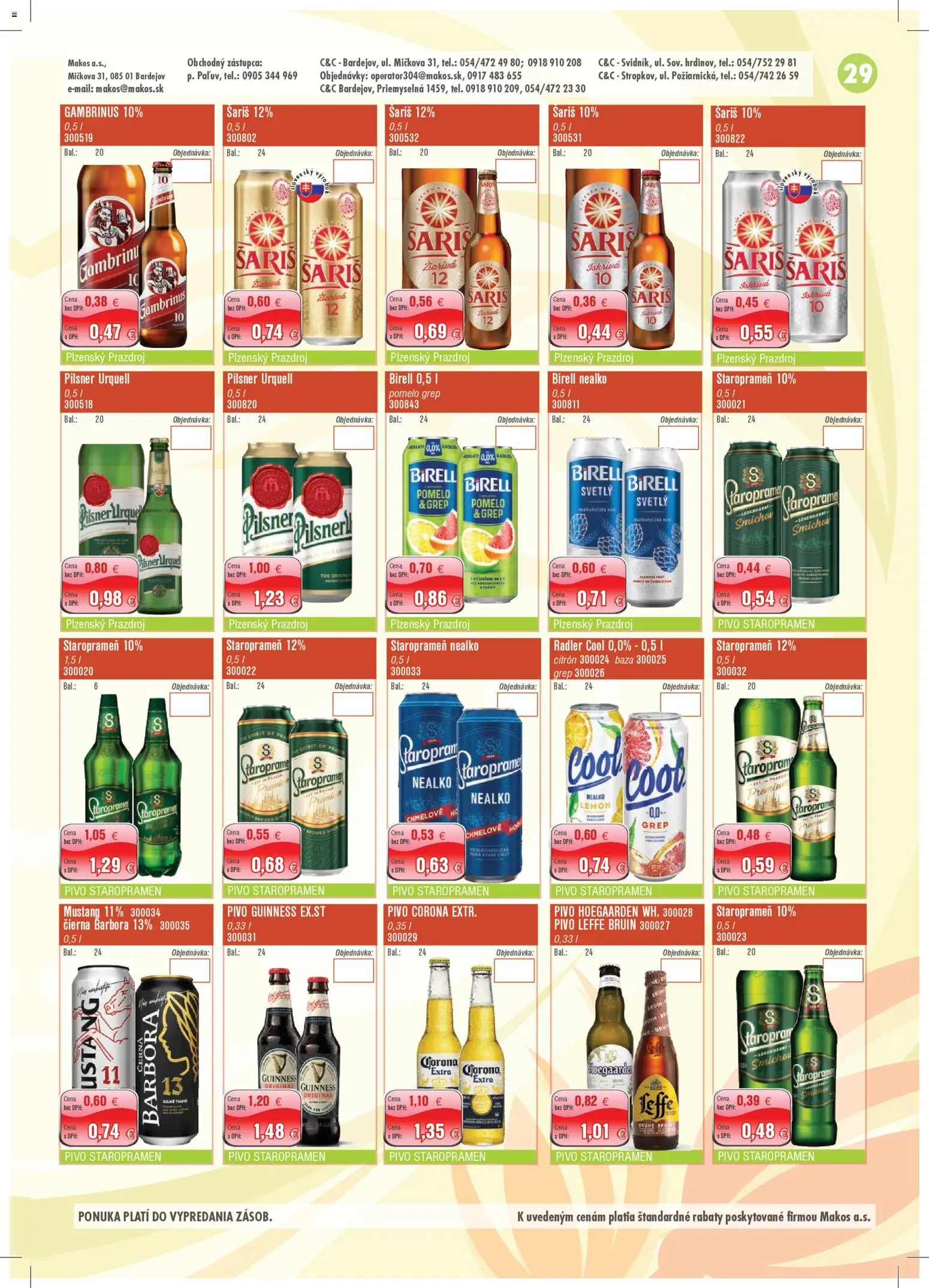 Nové Makos akcie – leták je platný od 04.05.2026 | Strana: 29 | Produkty: Pivo, Pilsner Urquell, Birell, Pomelo