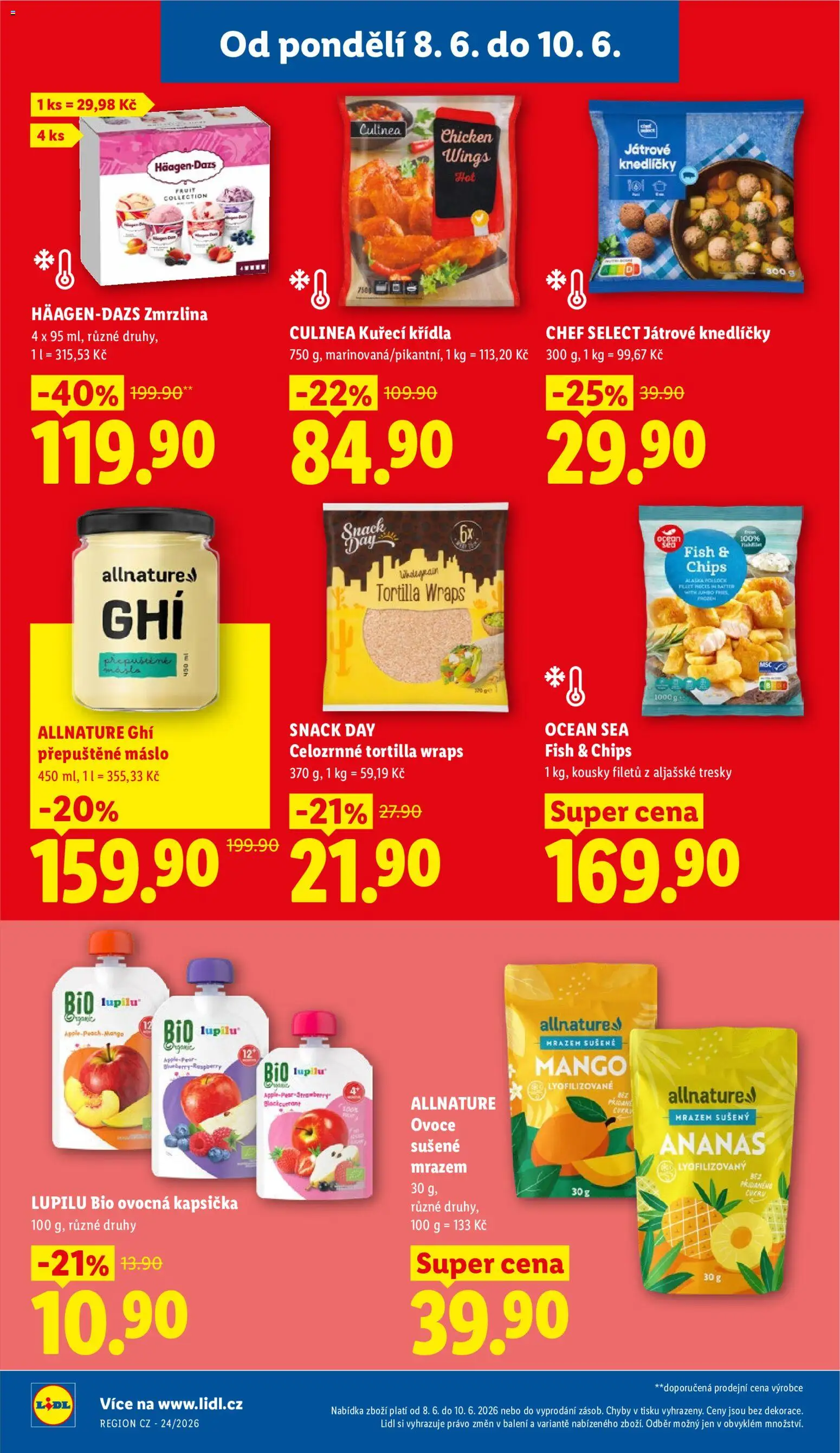 Lidl leták od 08.06.2026 | Strana: 28 | Produkty: Ovoce, Ghí, Zmrzlina, Kuřecí Křídla