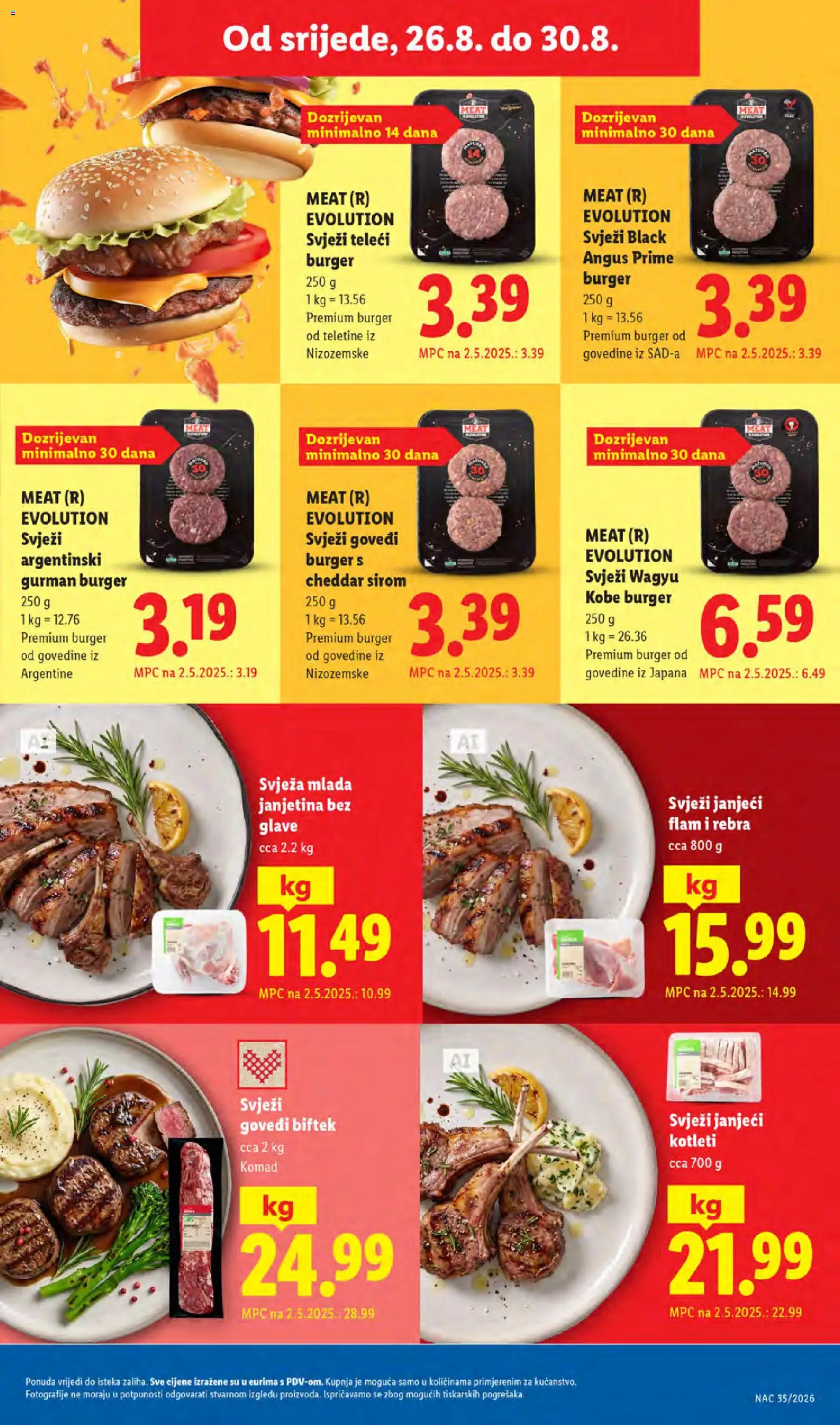Lidl katalog | vrijedi od 24.08.2026 | Stranica: 51 | Proizvodi: Janjetina, Biftek, Govedi biftek, Cheddar