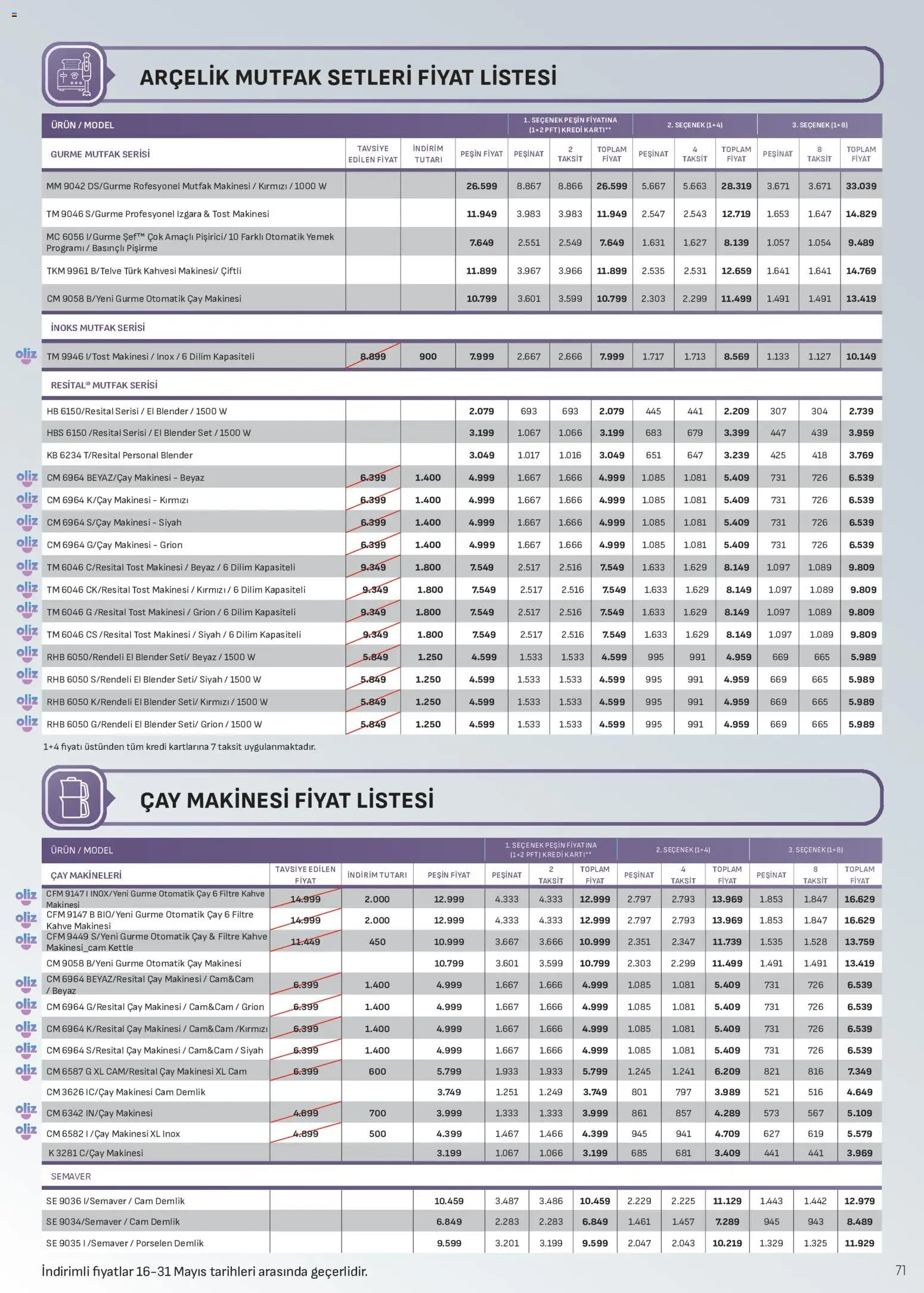 Arçelik Katalog - 16.05.2026 tarihinden itibaren geçerlidir | Sayfa: 71
