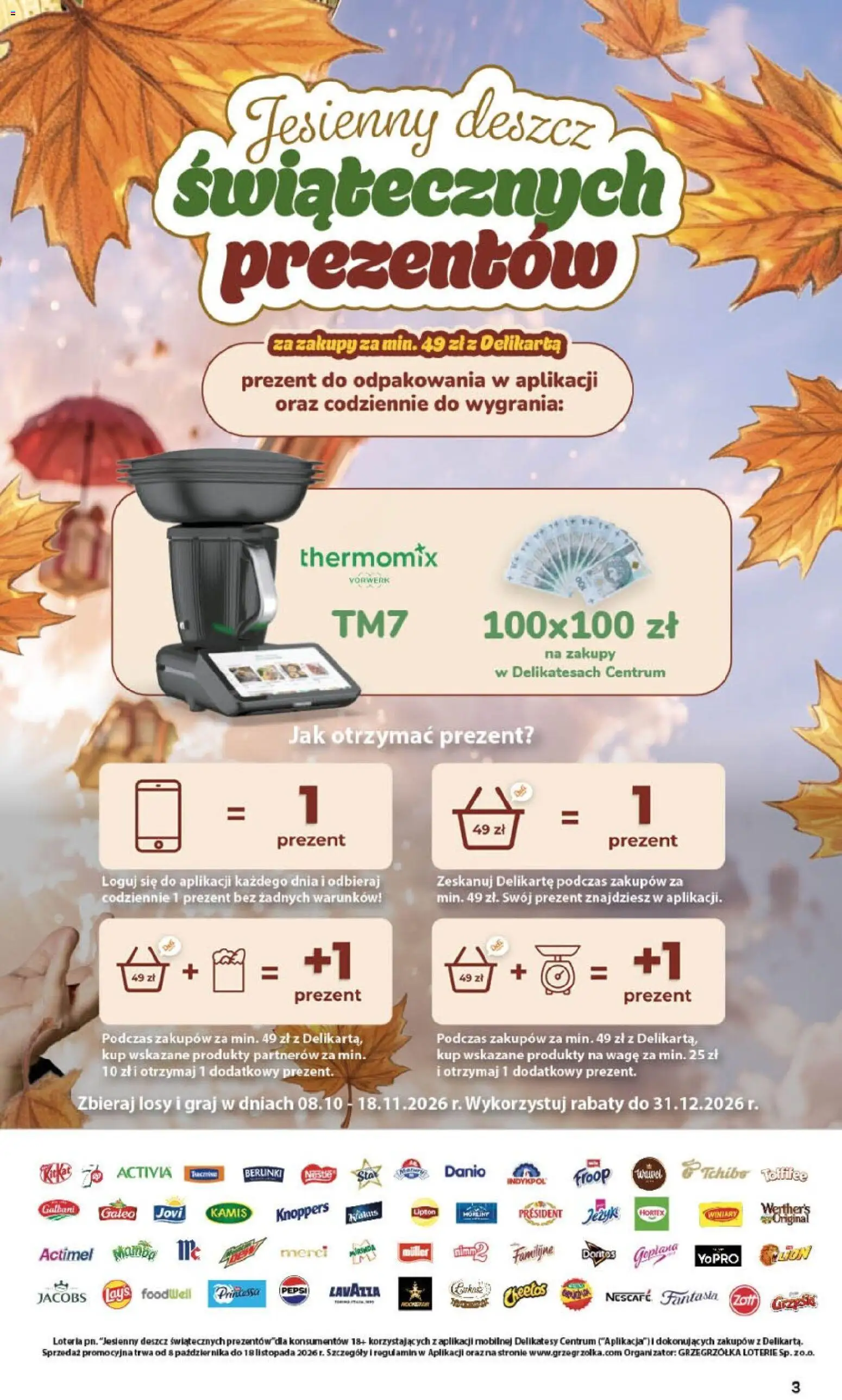 Delikatesy Centrum gazetka od 15.10.2026 | Strona: 3 | Produkty: Knoppers, Jacobs, Merci, Berlinki