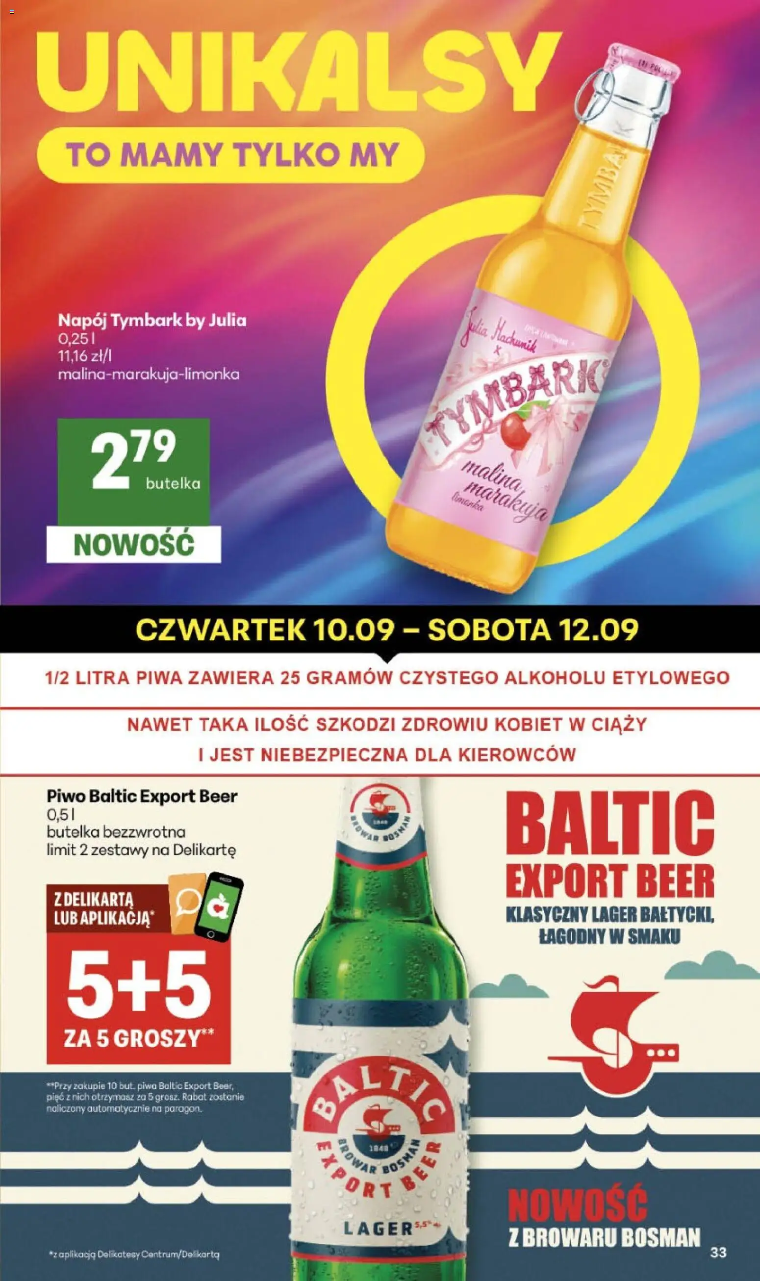 Delikatesy Centrum gazetka - Sklepy Własne od 10.09.2026 | Strona: 33 | Produkty: Limonka, Marakuja, Delikatesy, Piwo