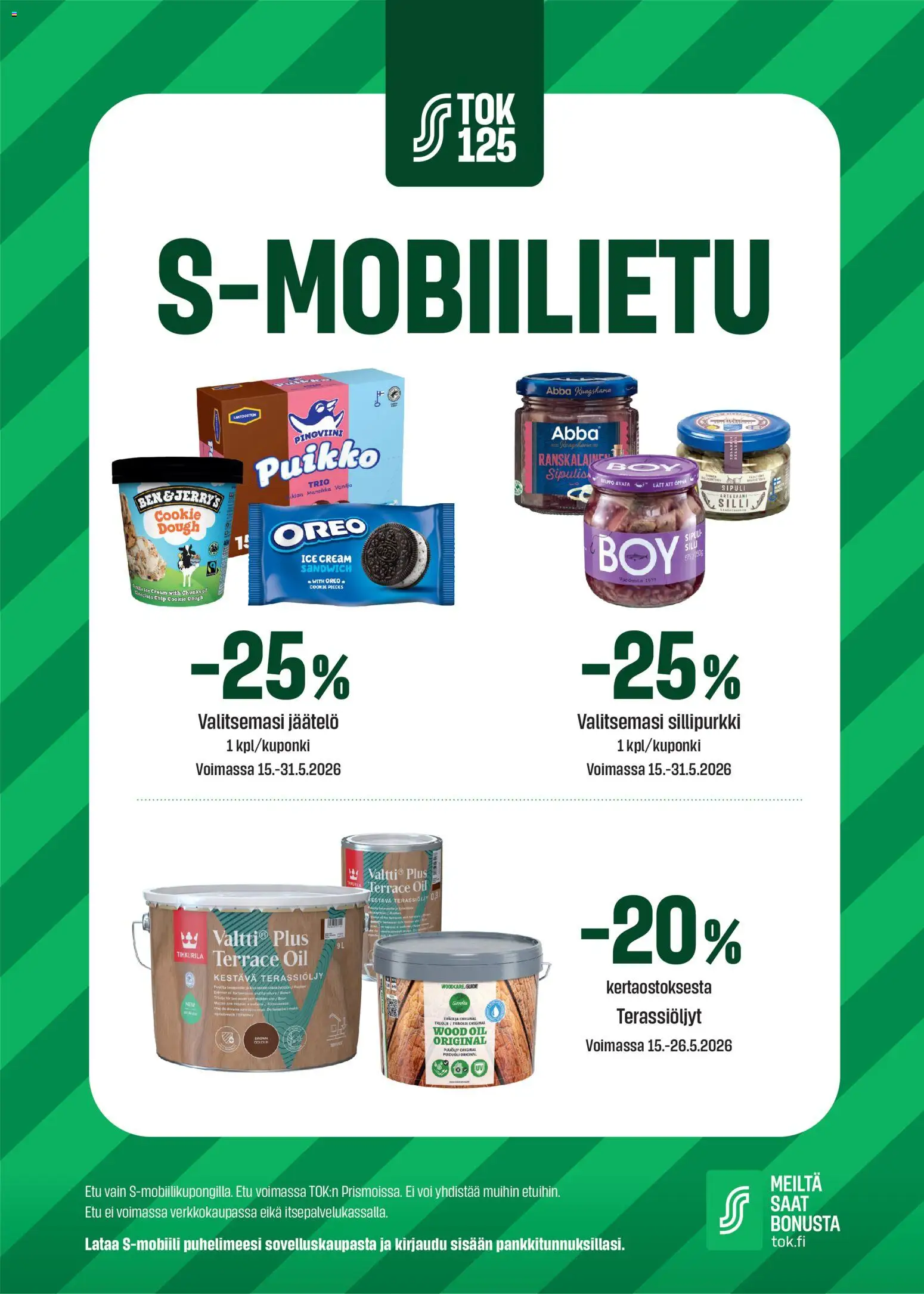Prisma tarjoukset - S-mobiilietu – voimassa 15.05.2026 alkaen | Sivu: 1 | Tuotteet: Oreo, Silli, Voi, Jäätelö