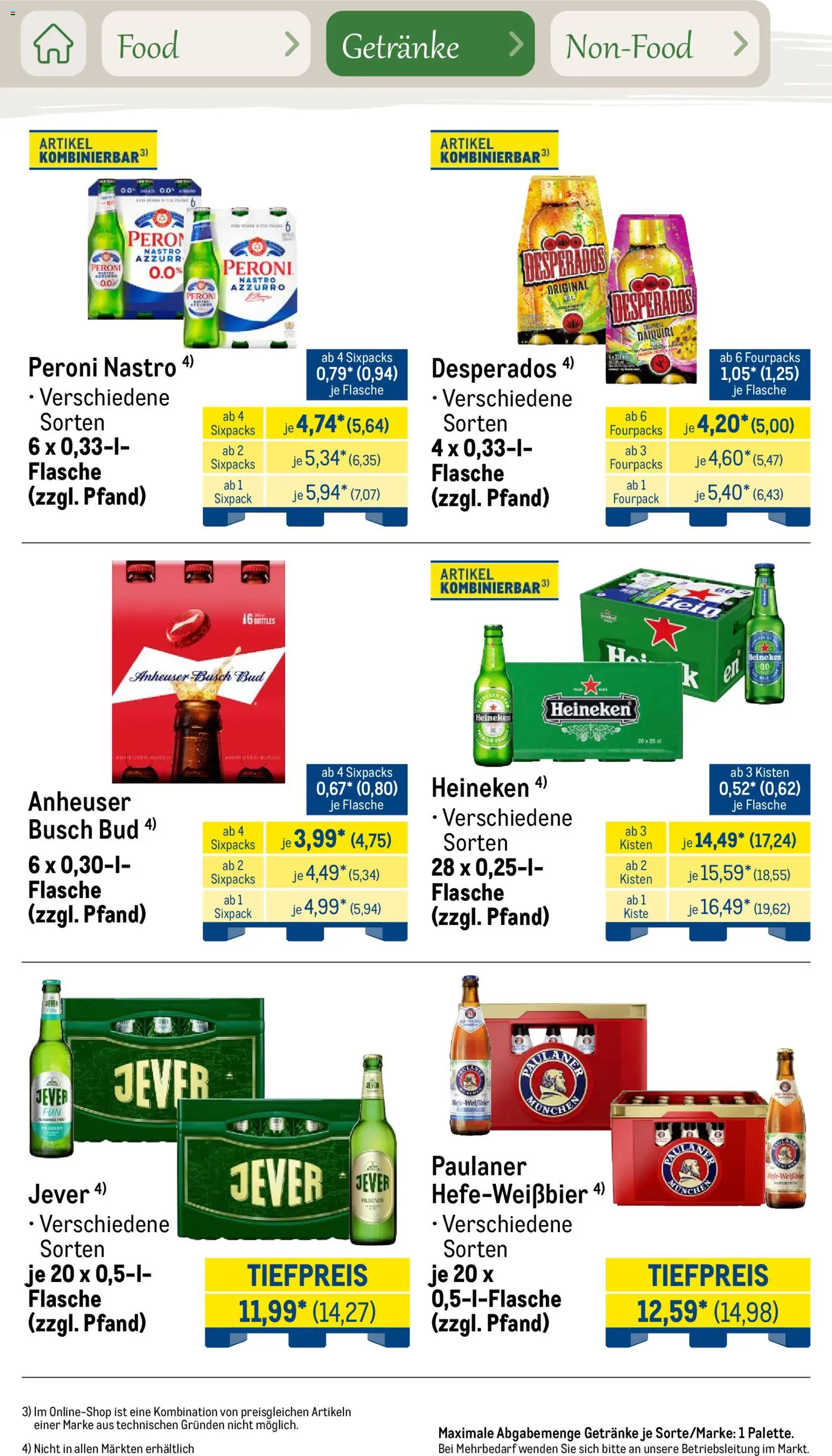 Metro Saisonkatalog Outdoor Dining – gültig ab 01.06.2026 | Seite: 36 | Produkte: Heineken, Jever, Desperados, Paulaner