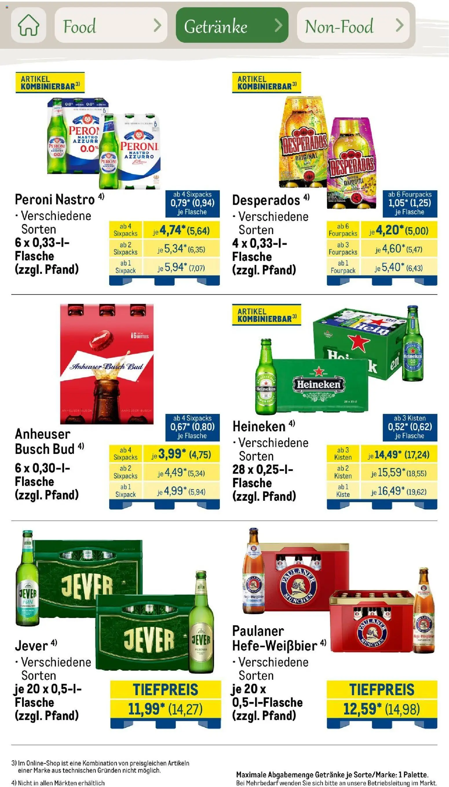 Metro Saisonkatalog Outdoor Dining – gültig ab 01.06.2026 | Seite: 36 | Produkte: Heineken, Jever, Desperados, Paulaner