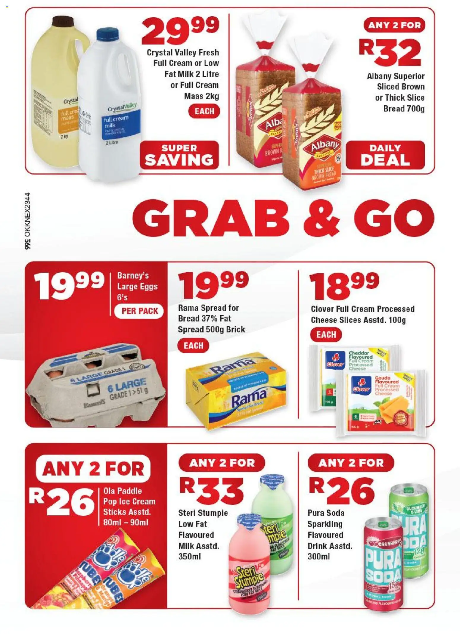 New OK Foods catalogue – valid from 04.05.2026 | Page: 2 | Products: Milk, Eggs, Bread, Cream