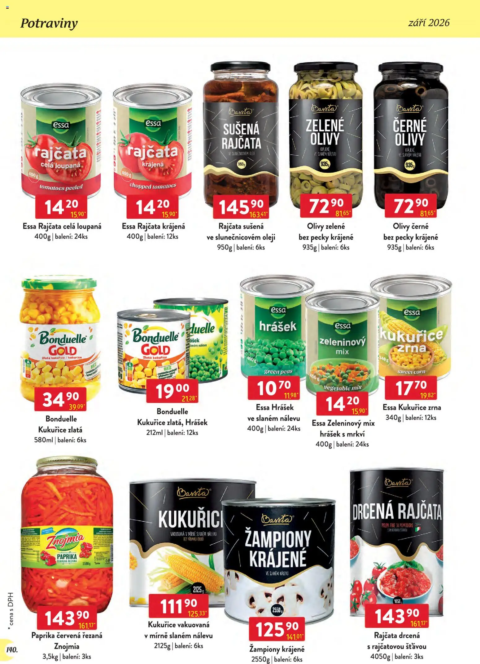 Astur & Qanto leták - Velkoobchod 09/2026 od 01.09.2026 | Strana: 140 | Produkty: Paprika červená, Hrášek, Olivy, Potraviny